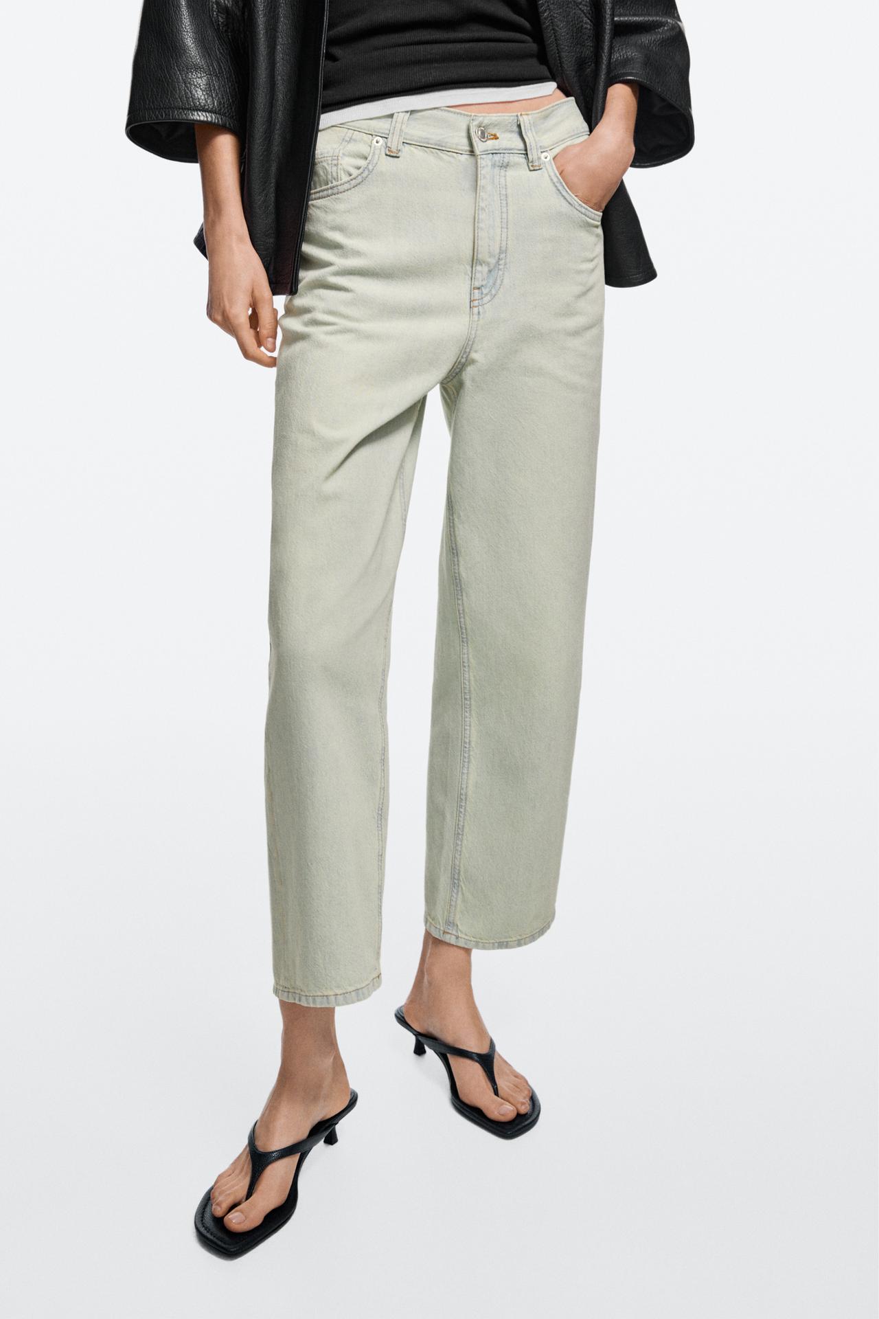 Mid-waist cropped wide-leg jeans — BLUE