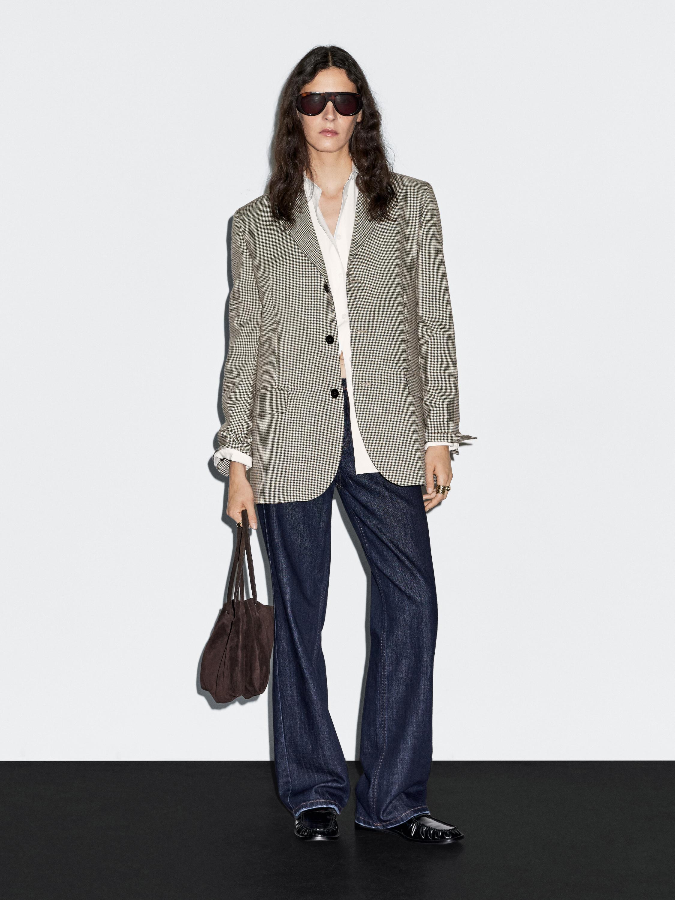100% wool houndstooth blazer