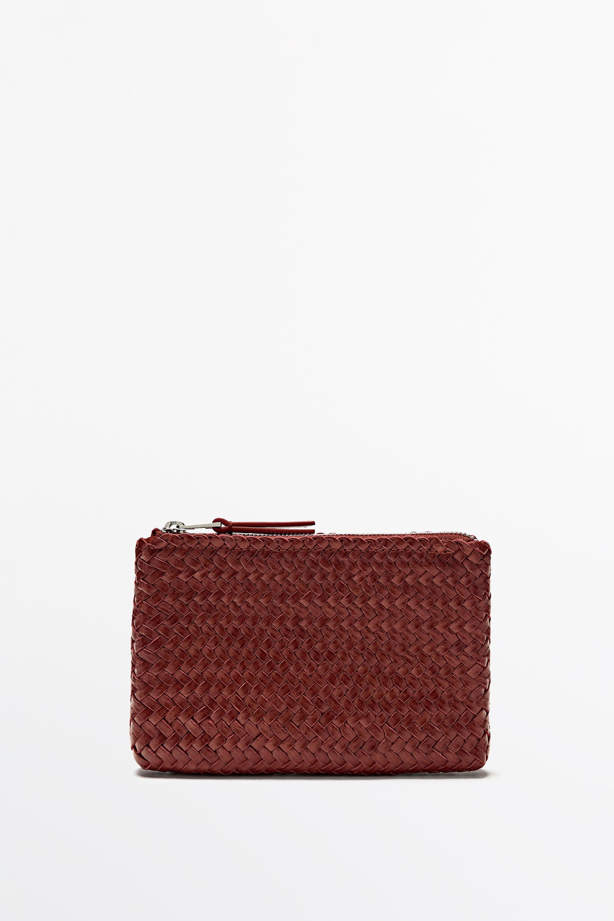 Braided nappa leather pouch bag