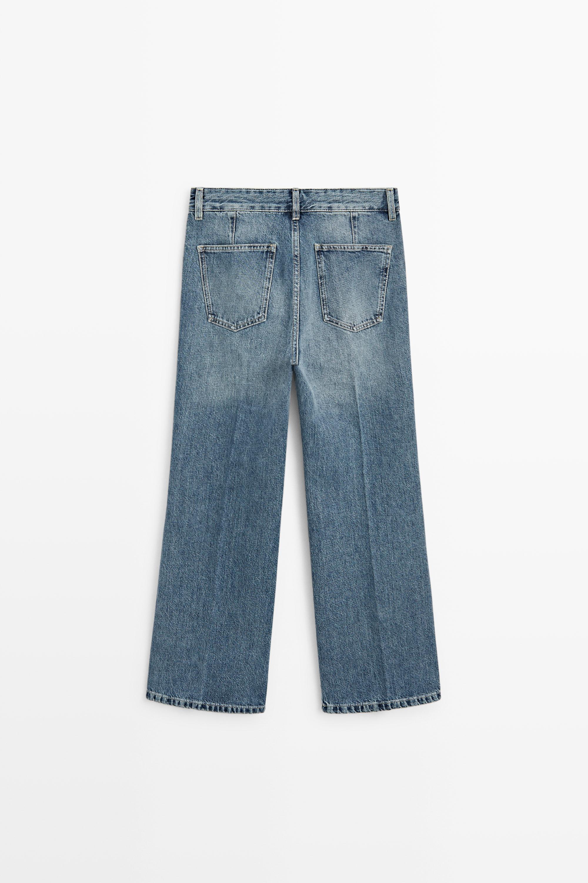 Mid-waist cropped flare fit jeans — MEDIUM BLUE
