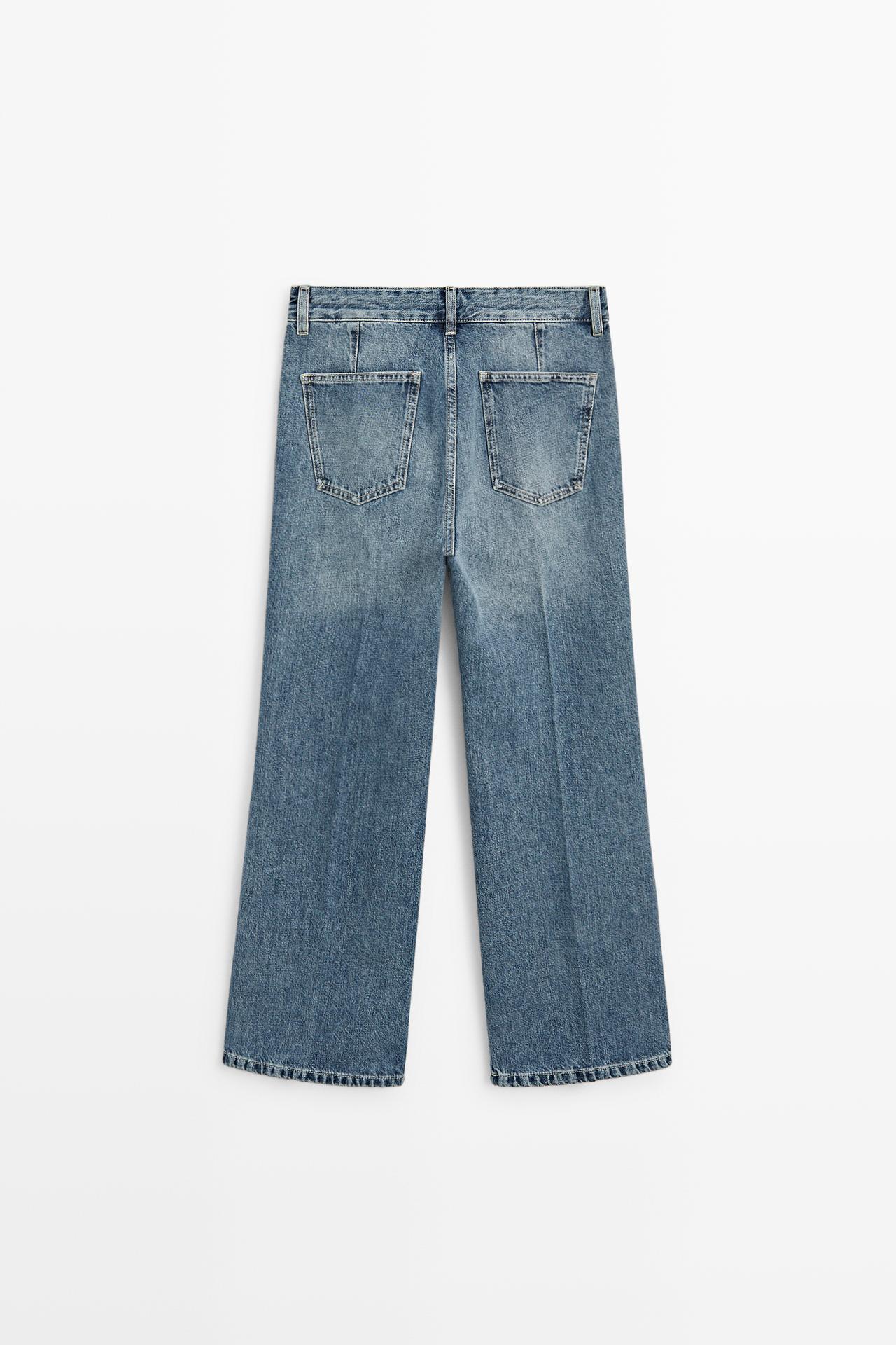 Mid-waist cropped flare fit jeans — MEDIUM BLUE