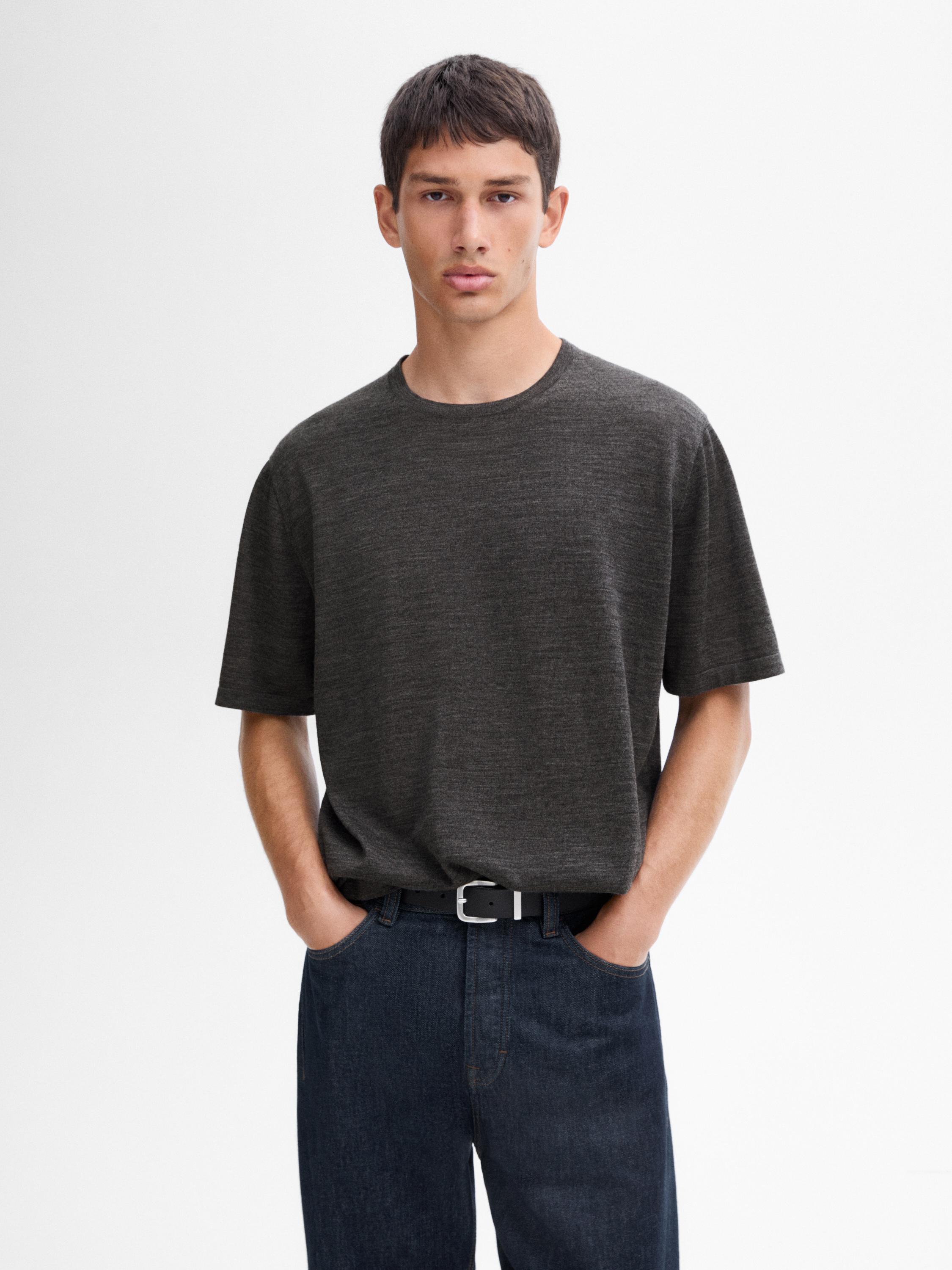 Wool blend knit T-shirt