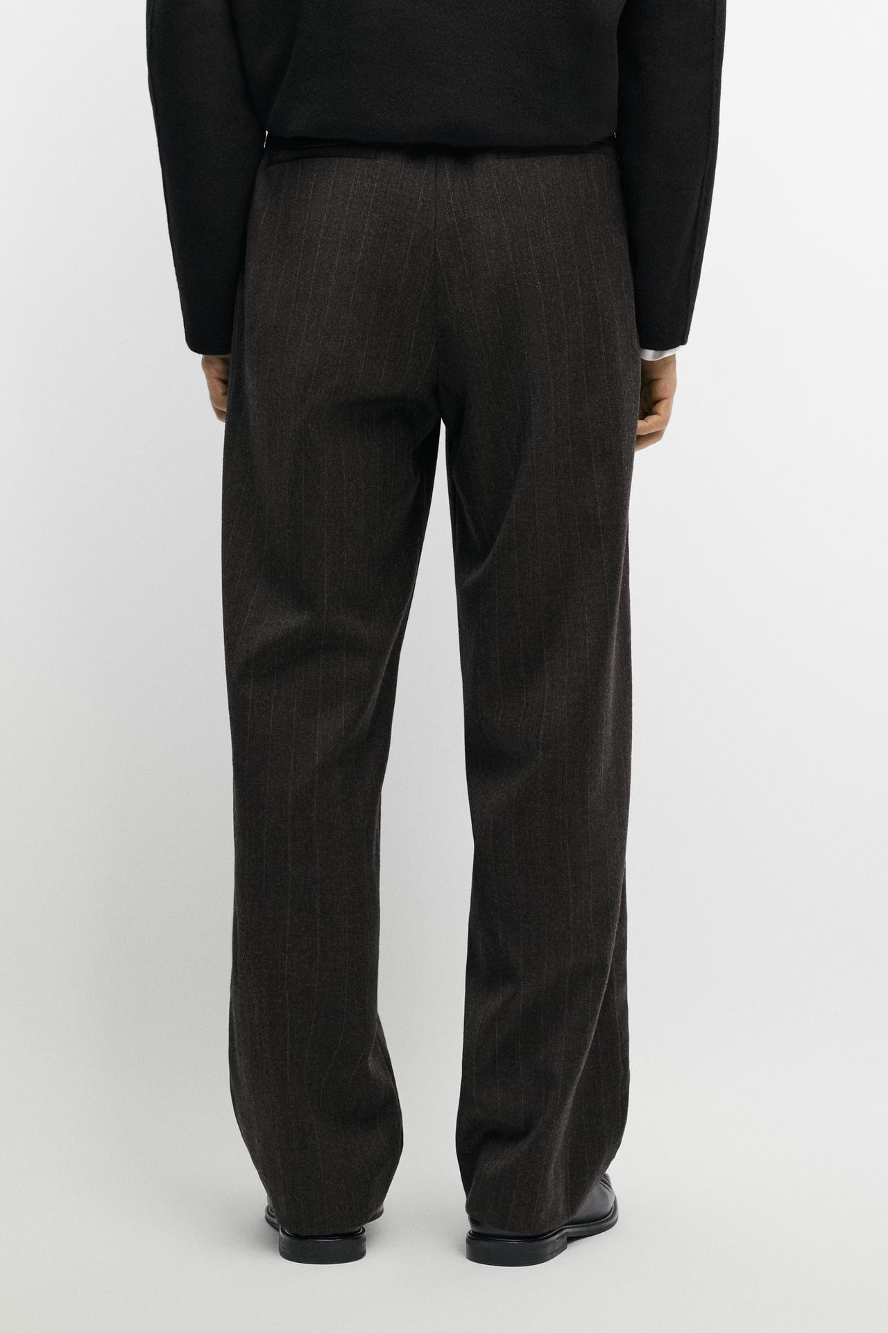 100% wool striped pants — BROWN