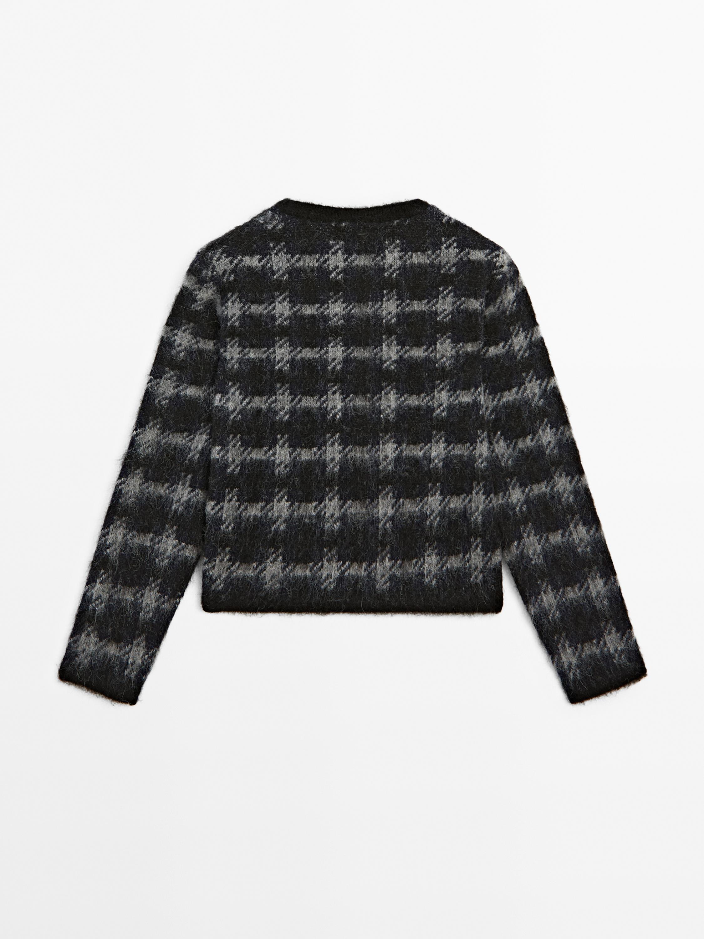 Check cardigan with metal buttons