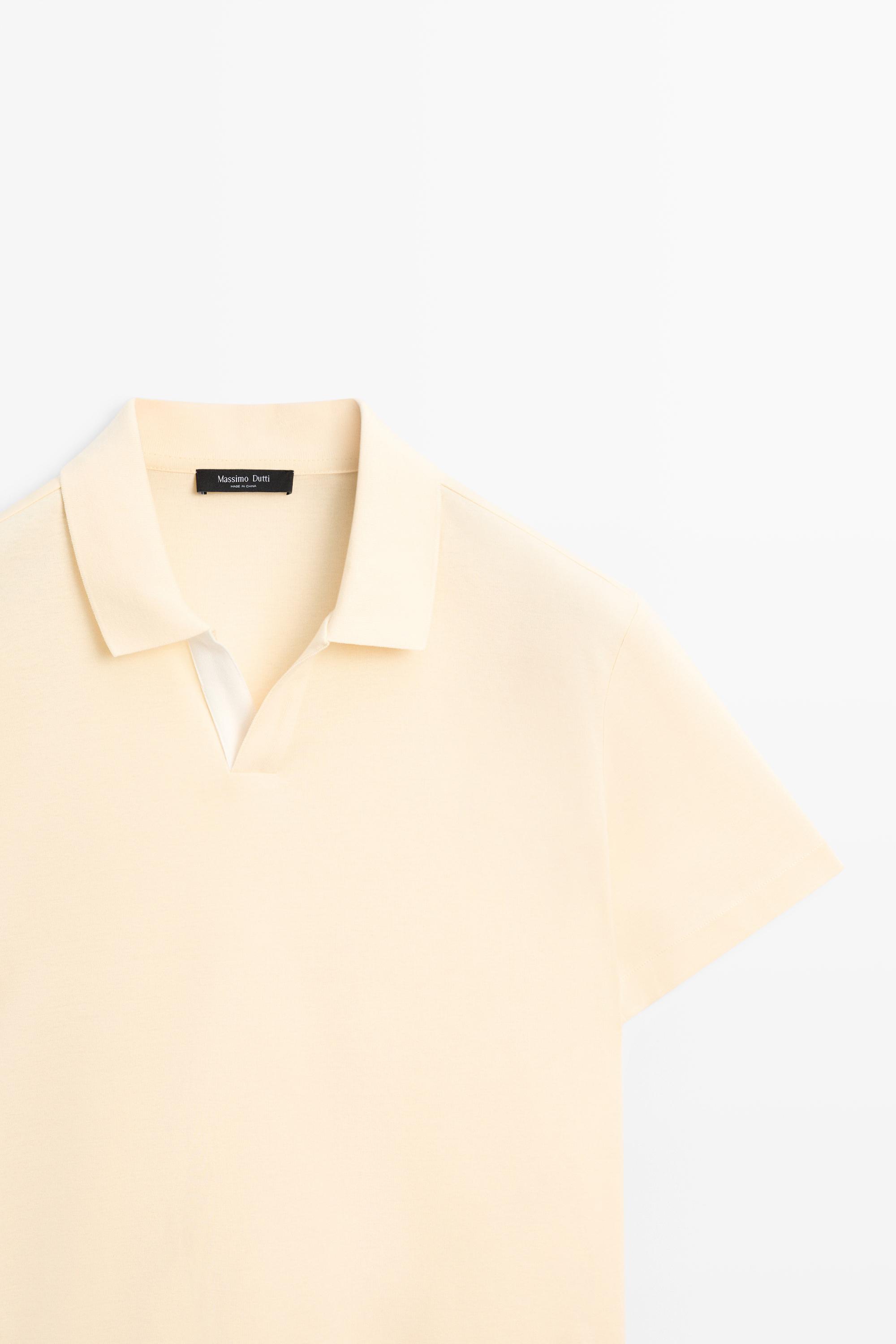 Short sleeve V-neck polo shirt — YELLOW