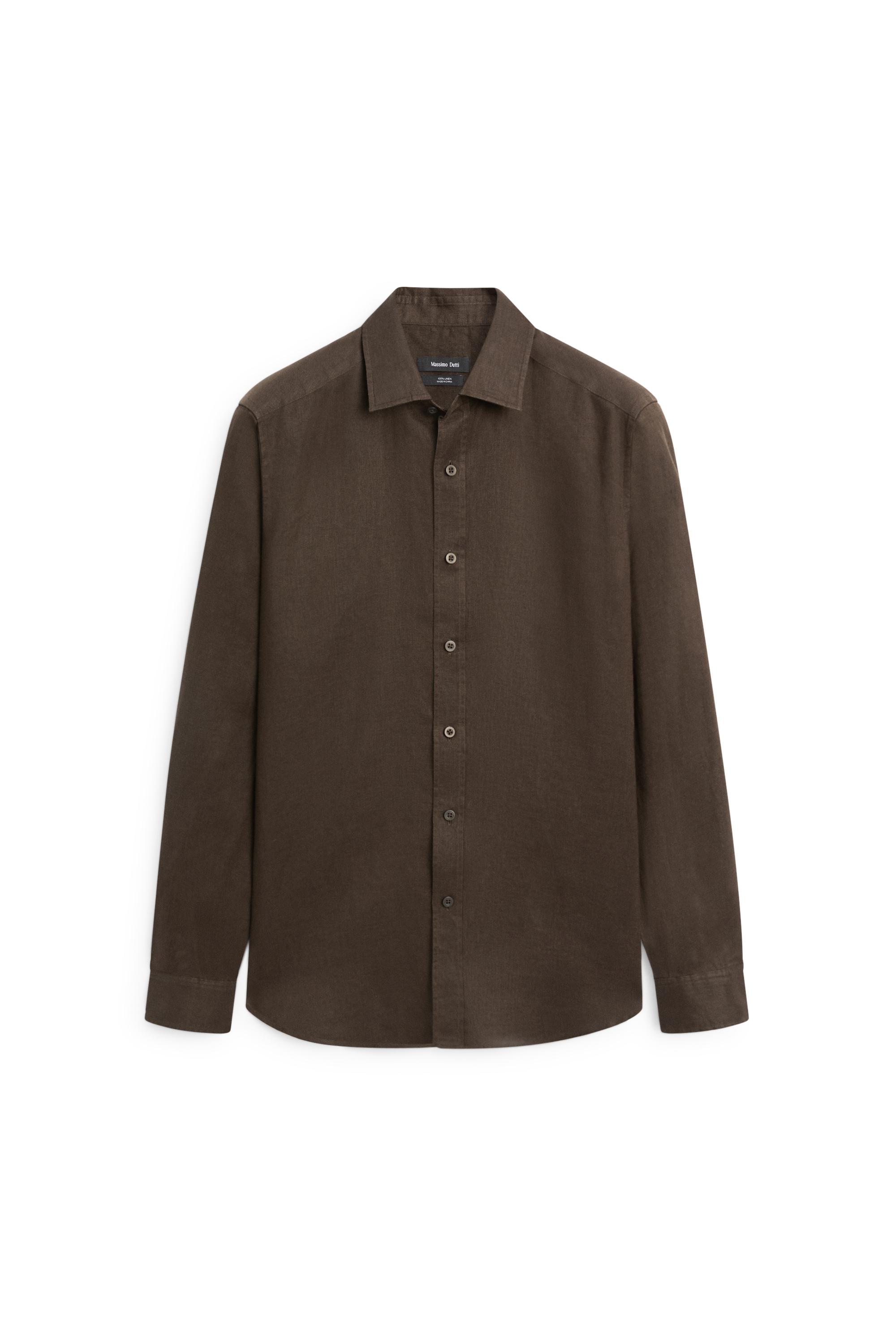 100% linen slim fit shirt — Chocolate