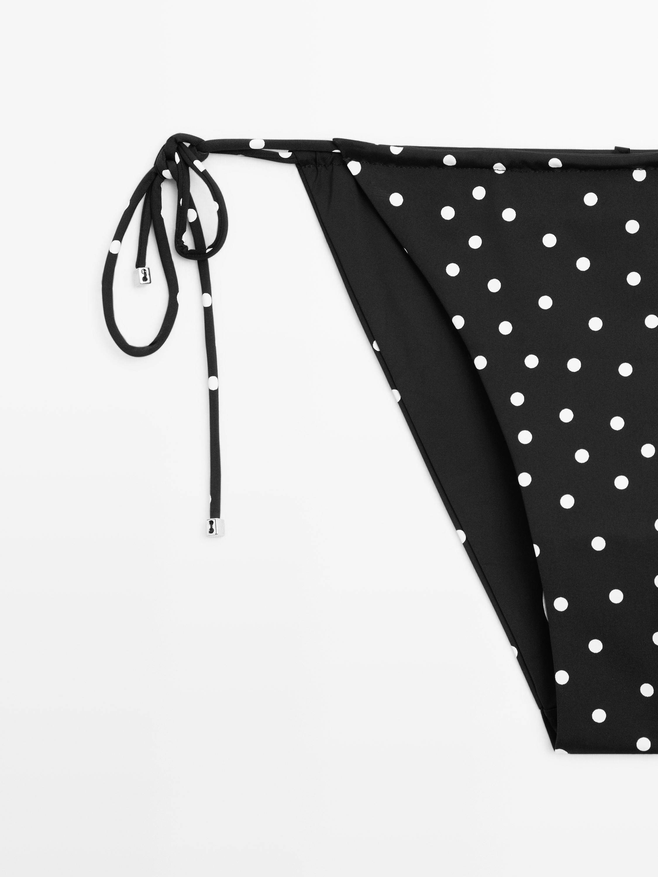 Polka dot print bikini bottoms — BLACK
