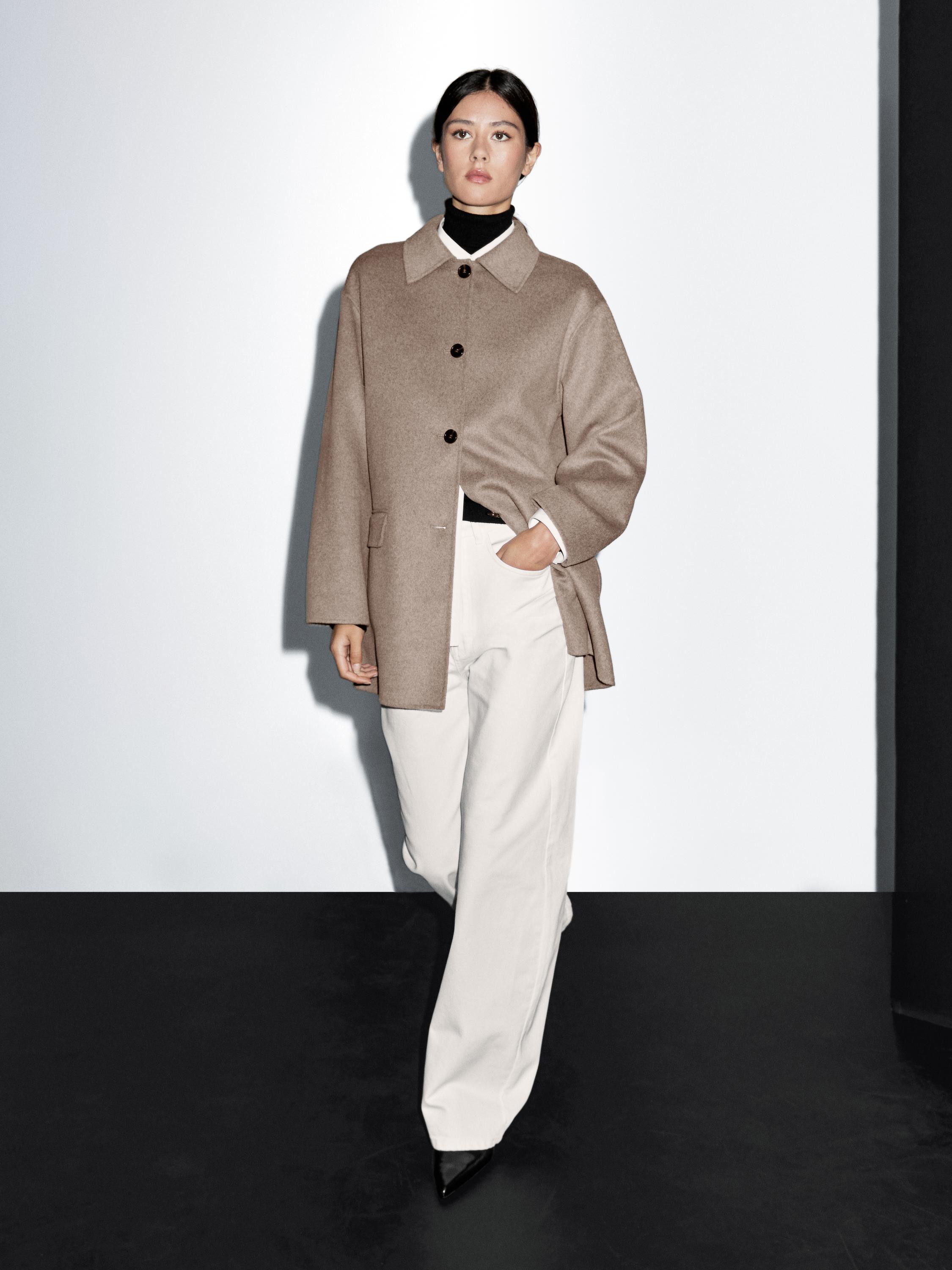 Long Wool Coat Massimo Dutti Camel Coat Women's Medium Wool