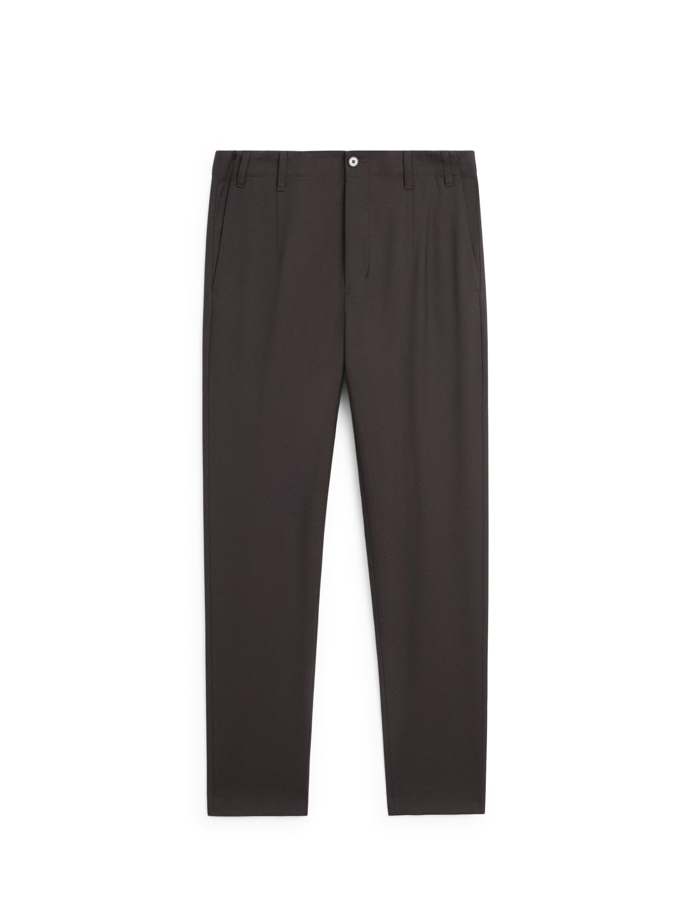Cool wool textured trousers — BROWN