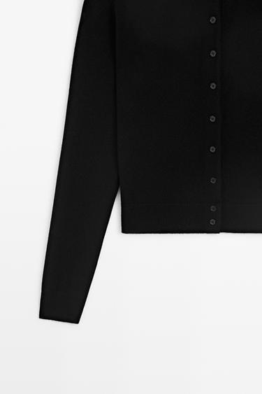 Knit cardigan with button detail — BLACK 7