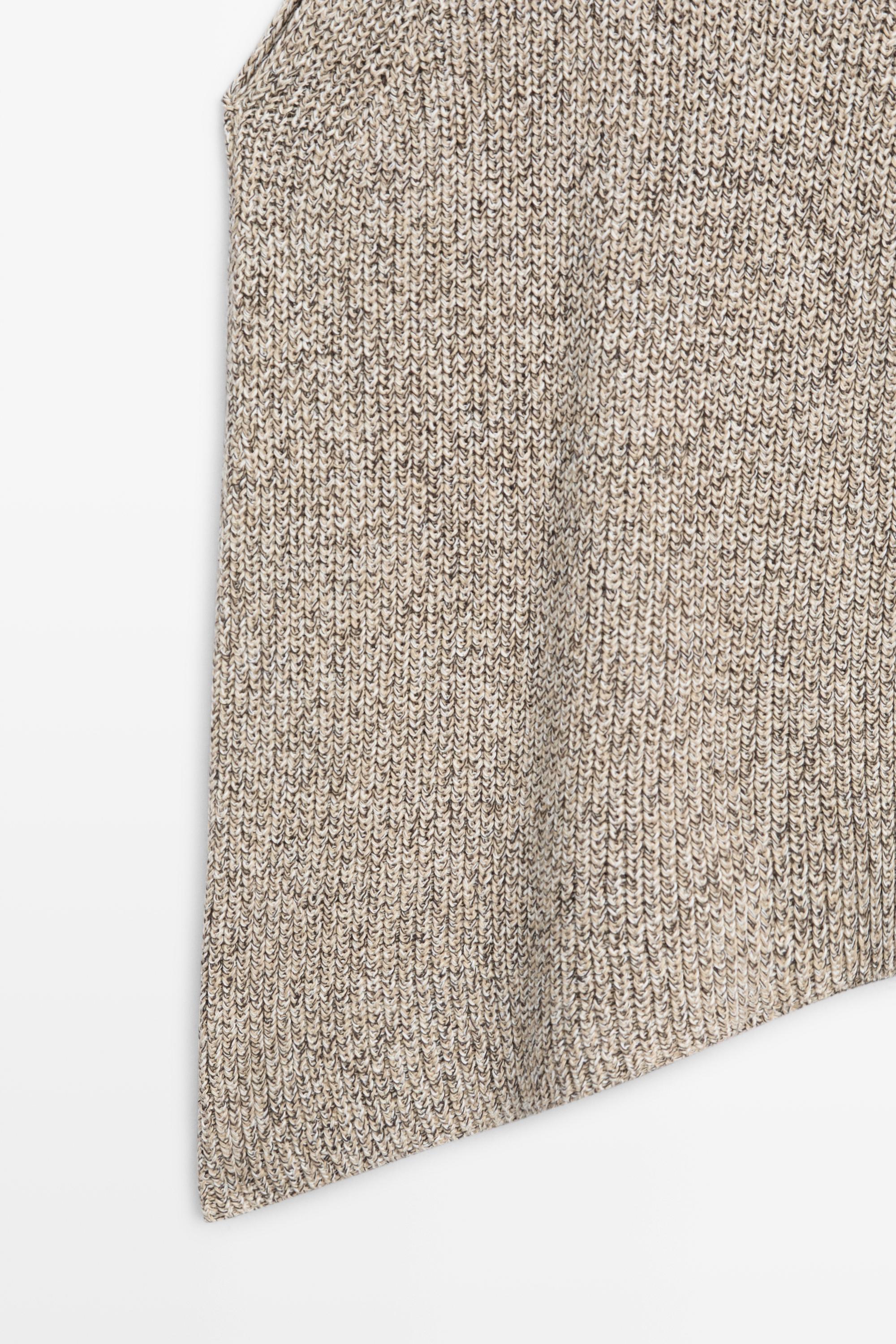Asymmetric knit top — STONE