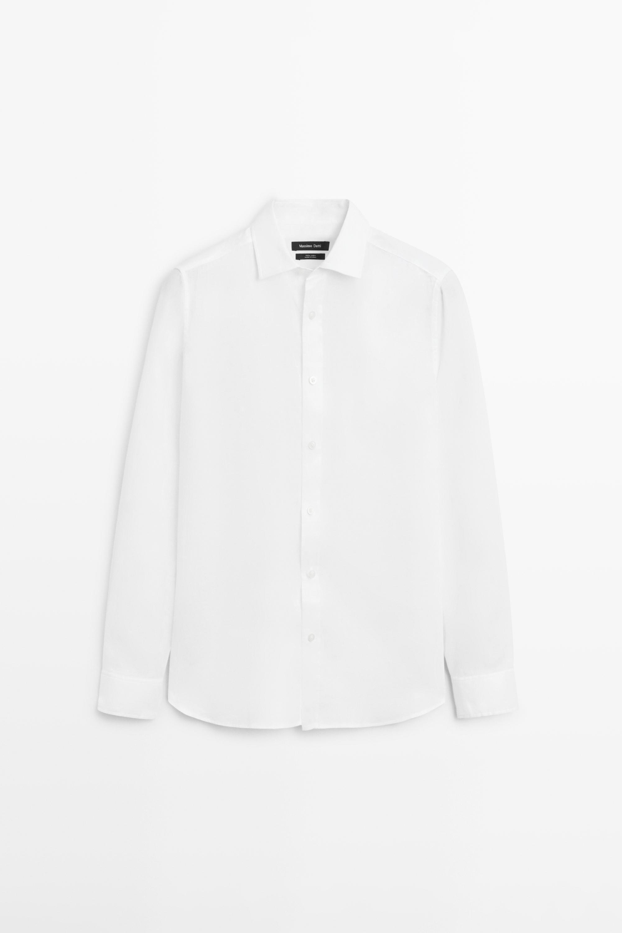 100% linen slim fit shirt — WHITE