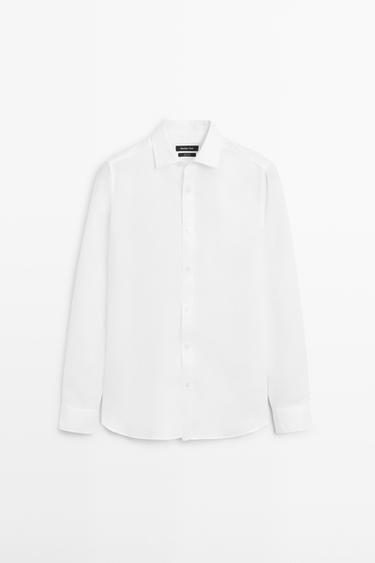 100% linen slim fit shirt — WHITE 2