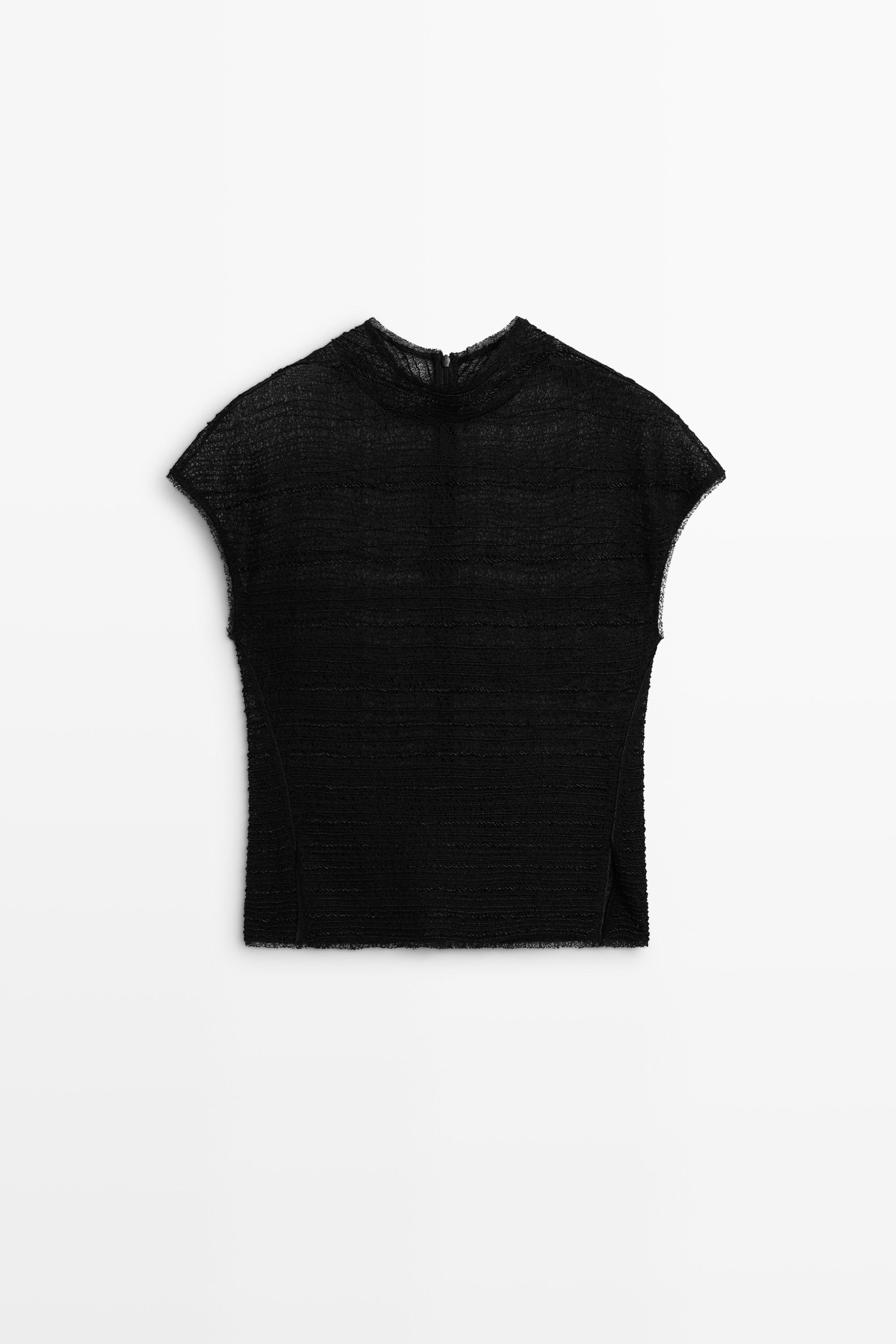 High neck beaded top by Massimo Dutti
