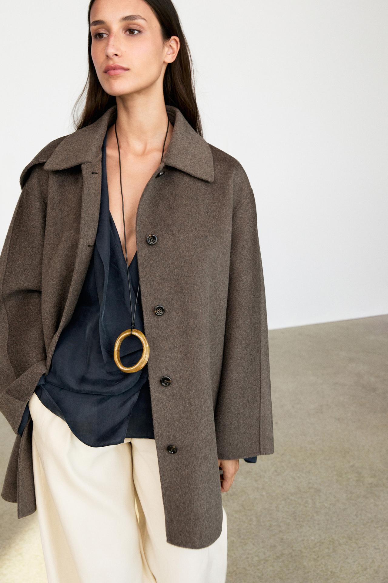 Melange wool blend coat — BROWN