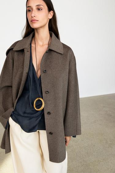 Melange wool blend coat — BROWN 3