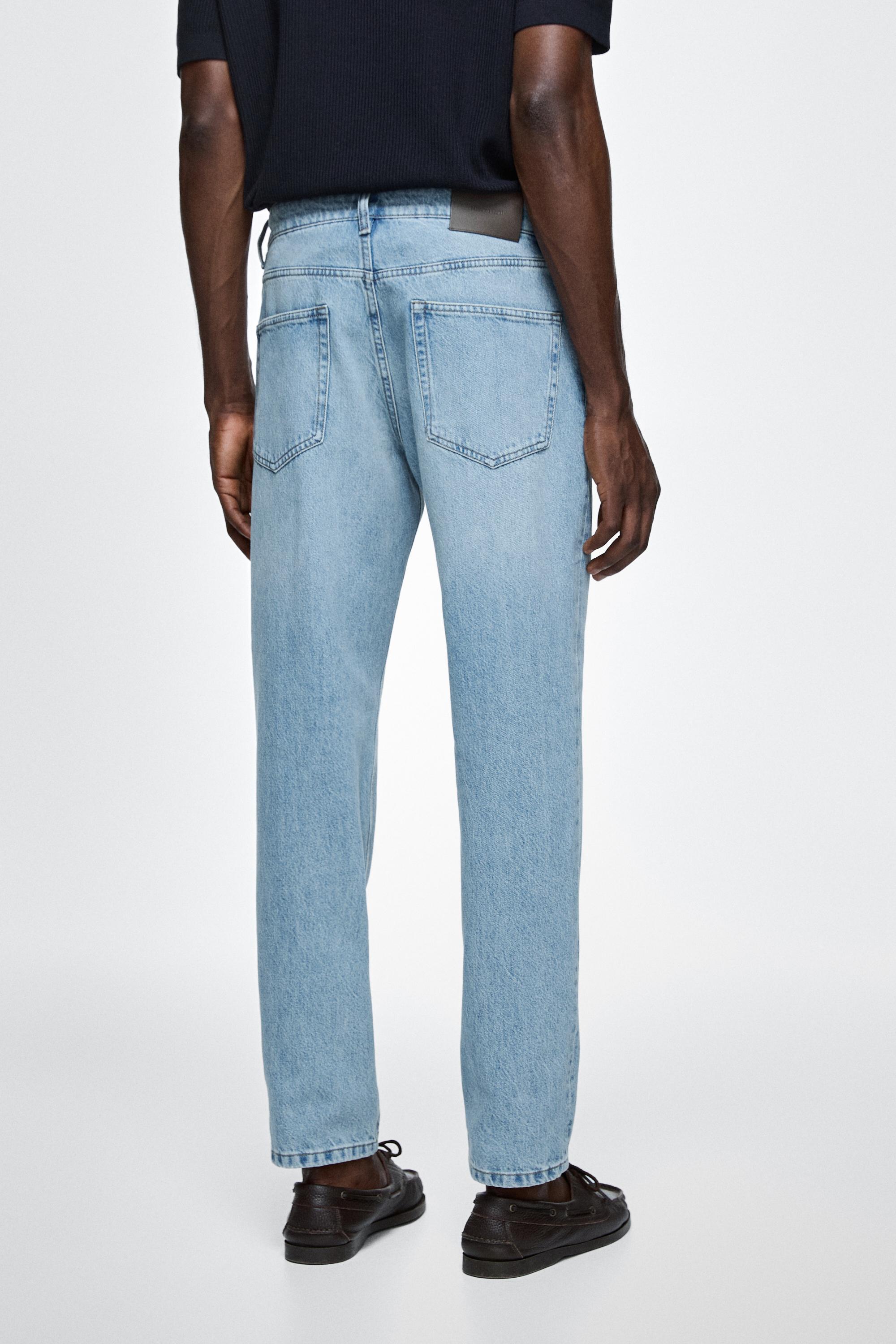 Bleach washed tapered fit jeans — Light Blue