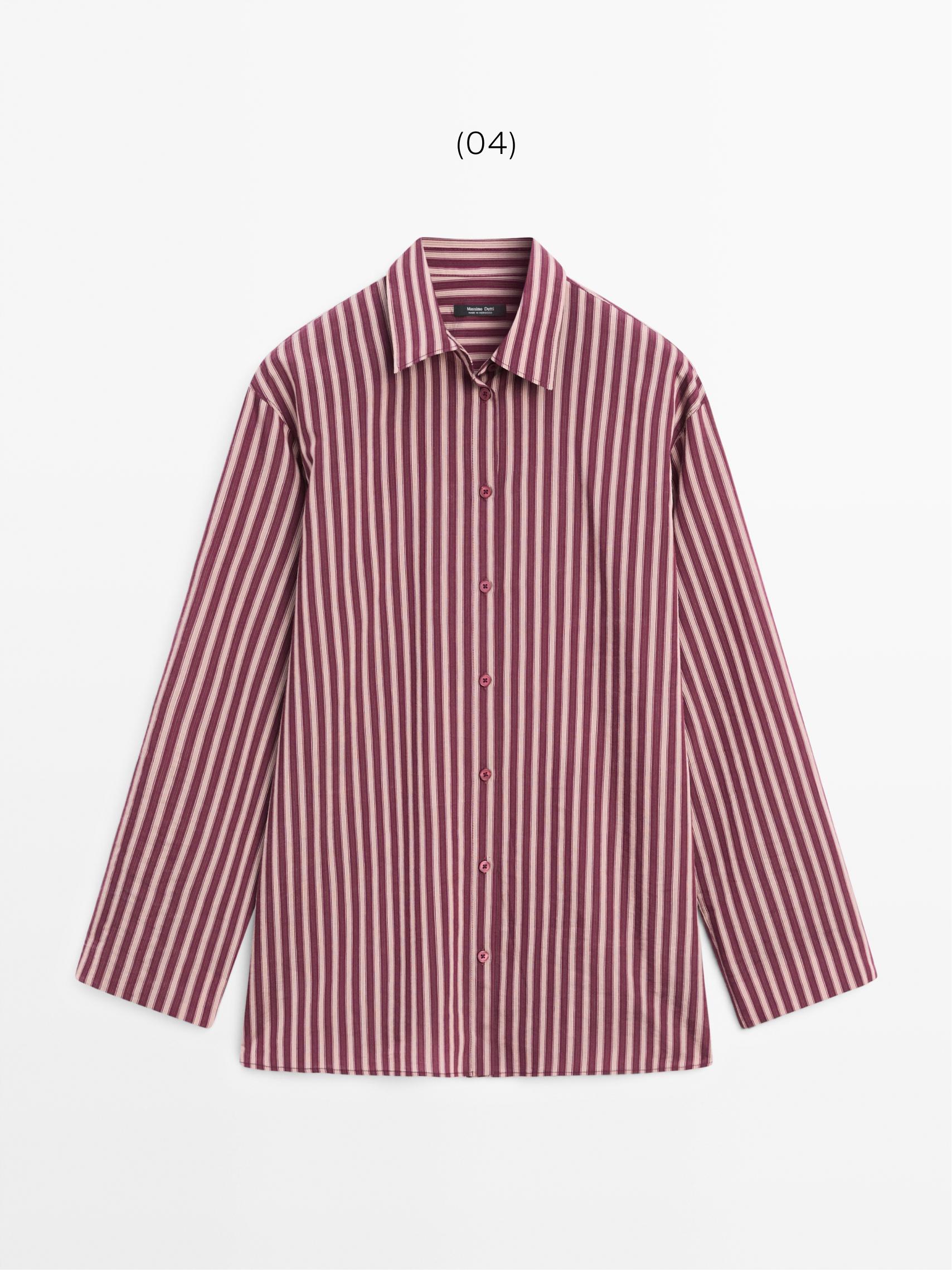 Flowing shirt with striped detailing — BROWN