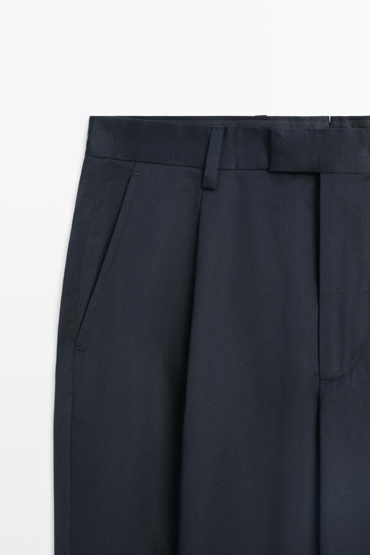 100% cotton darted pants — INK BLUE