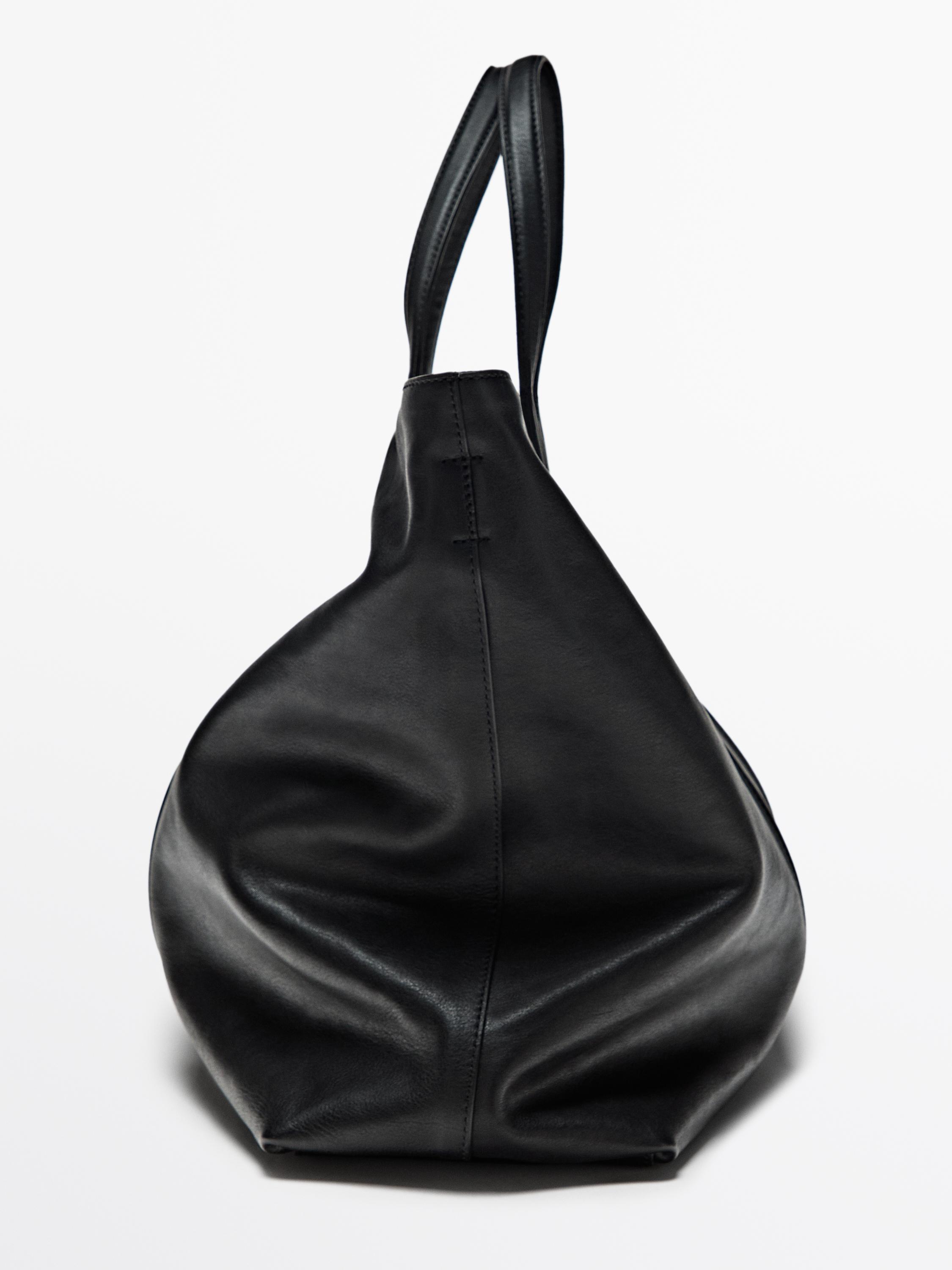 Nappa leather tote bag with zip