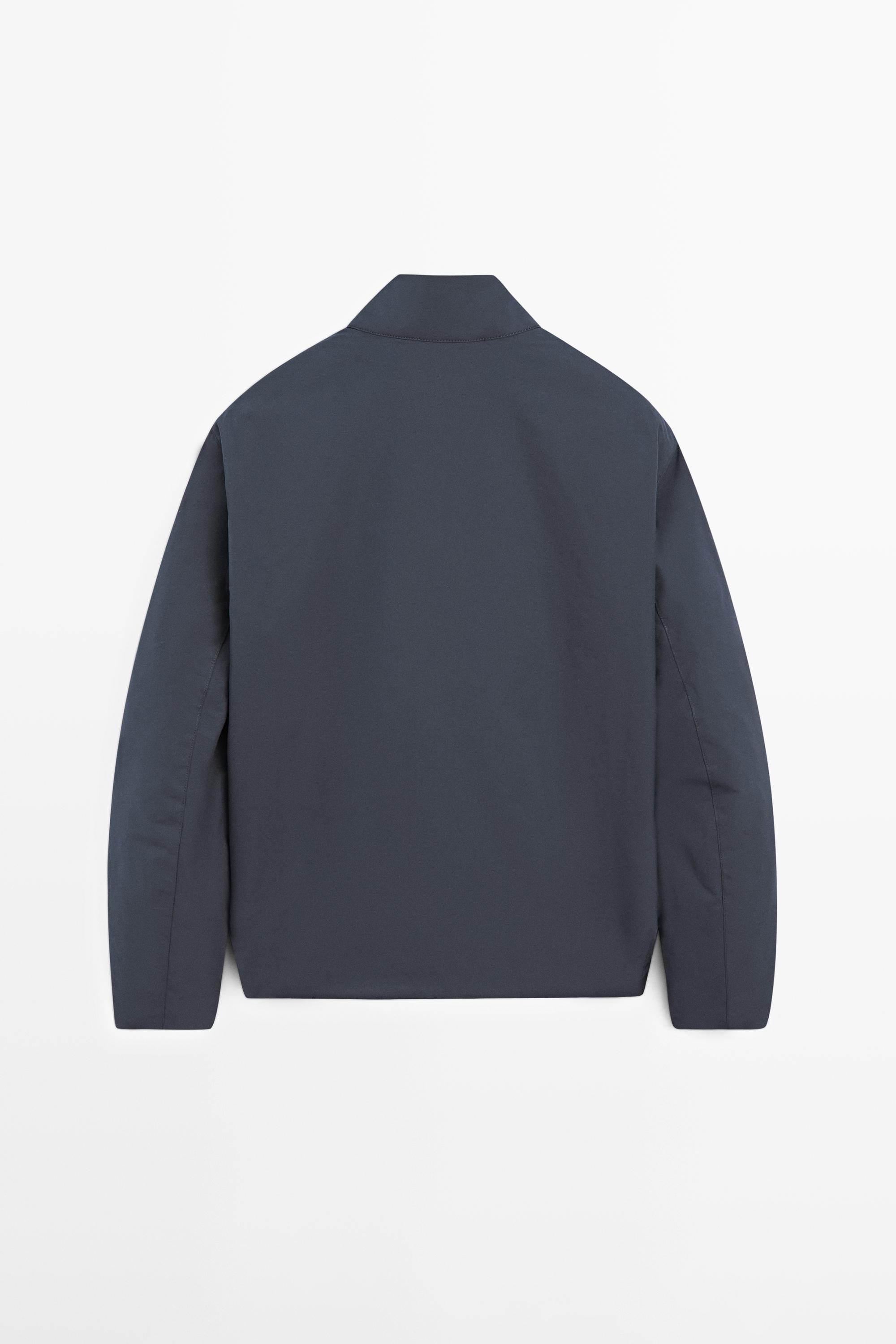 Water-repellent puffer jacket with high neck — DARK NAVY