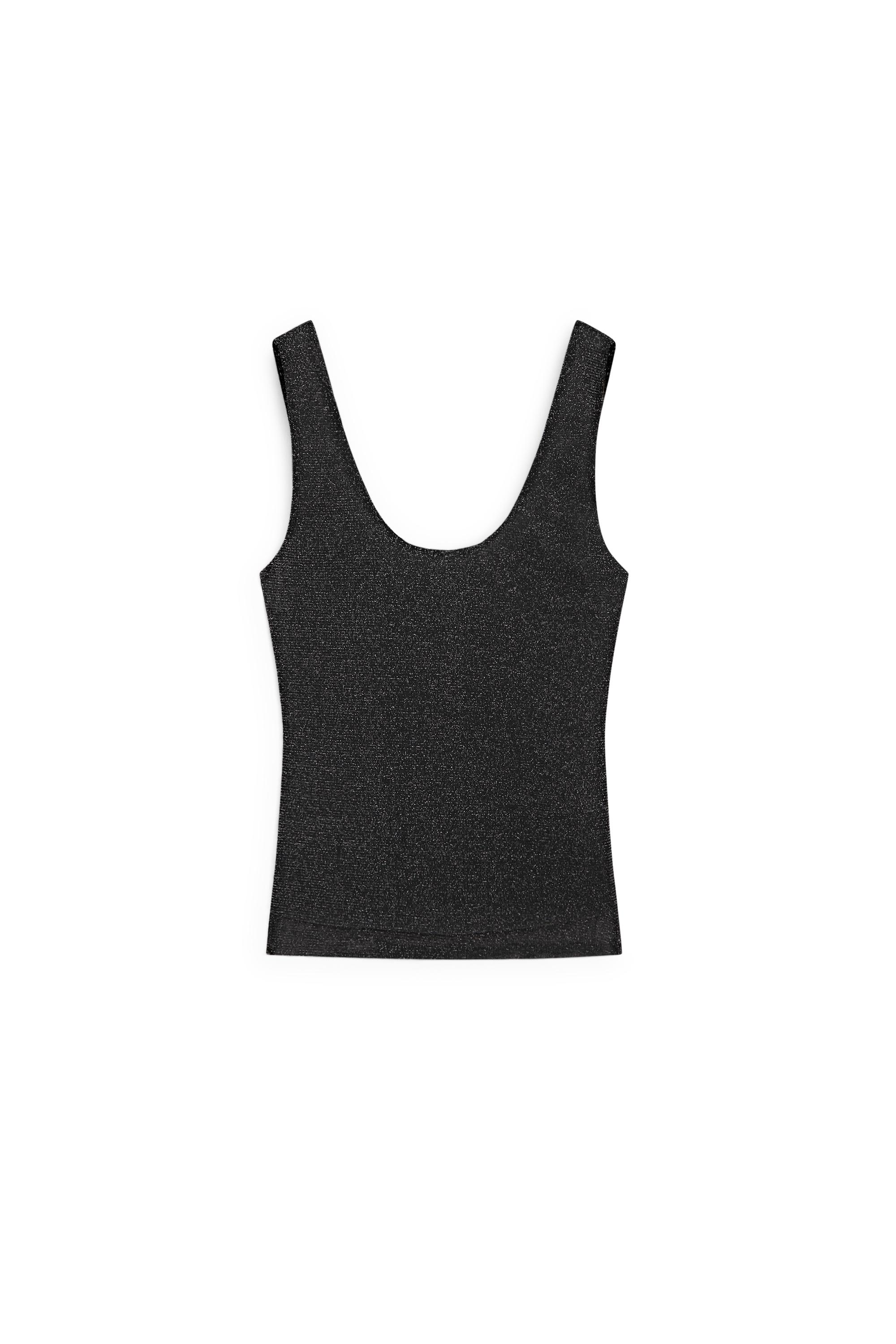 Semi-sheer metallic-effect strappy top — LEAD