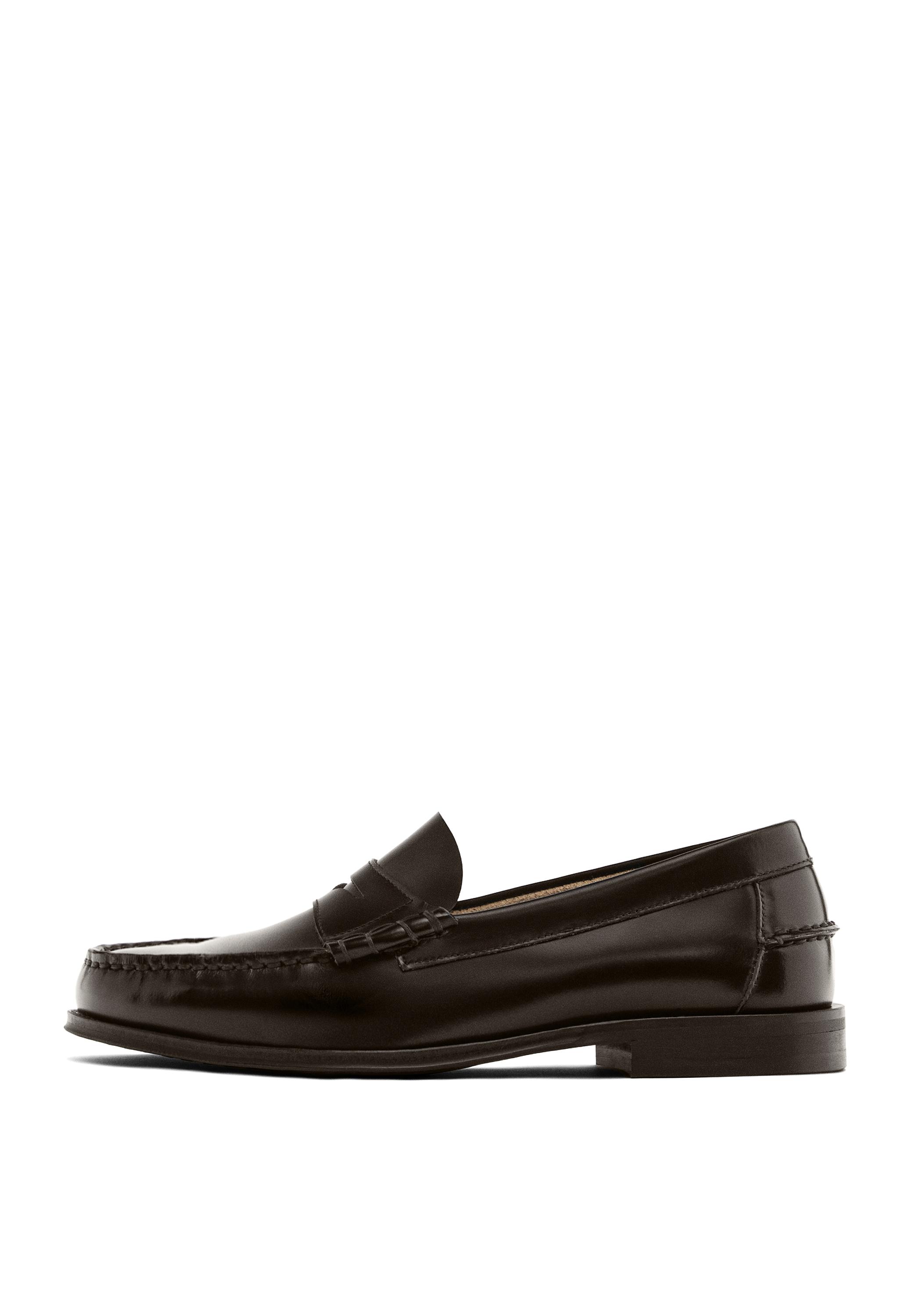 Leather loafers with penny strap — BROWN