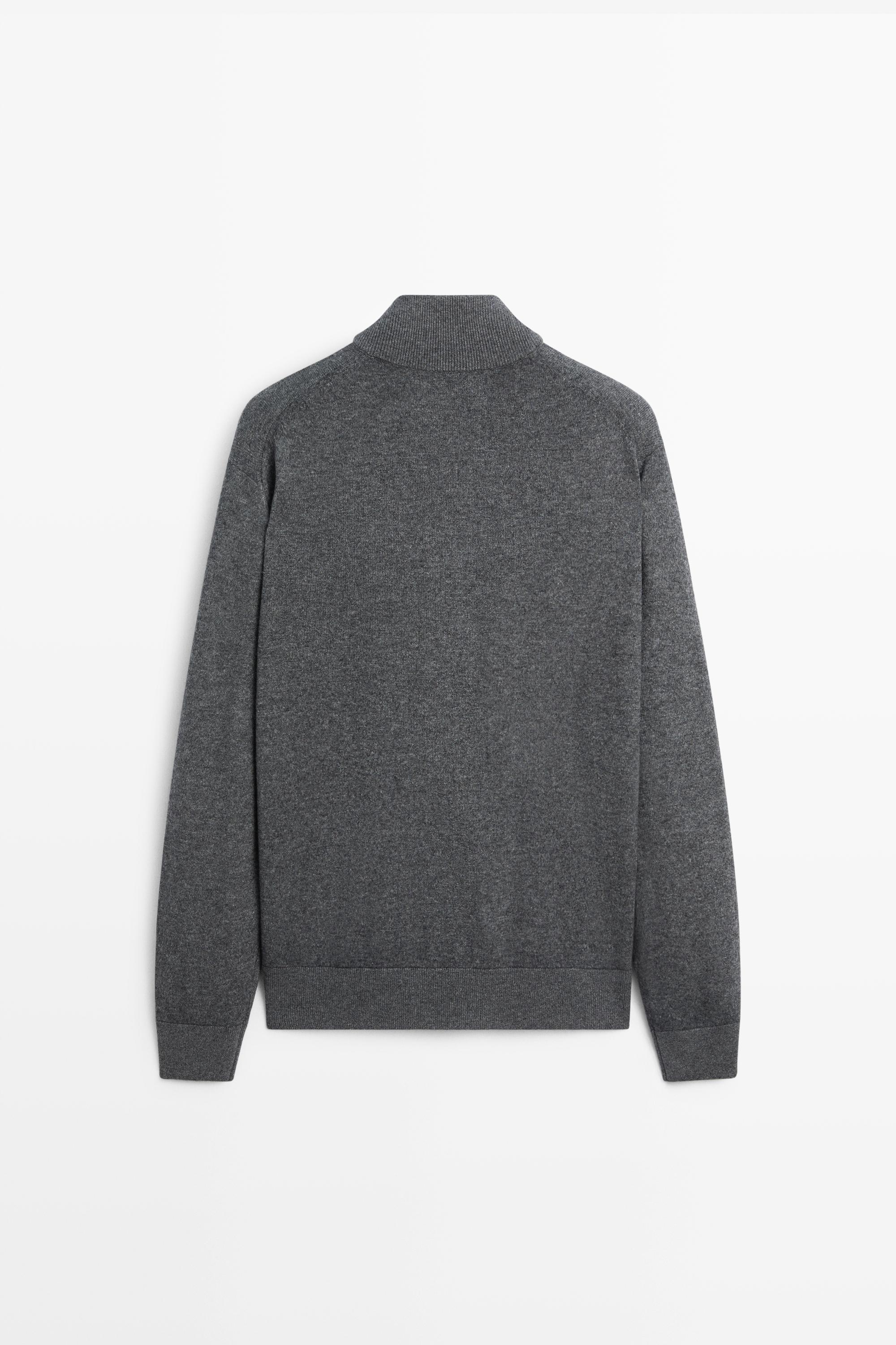 Wool blend cardigan with zip detail — Medium Grey