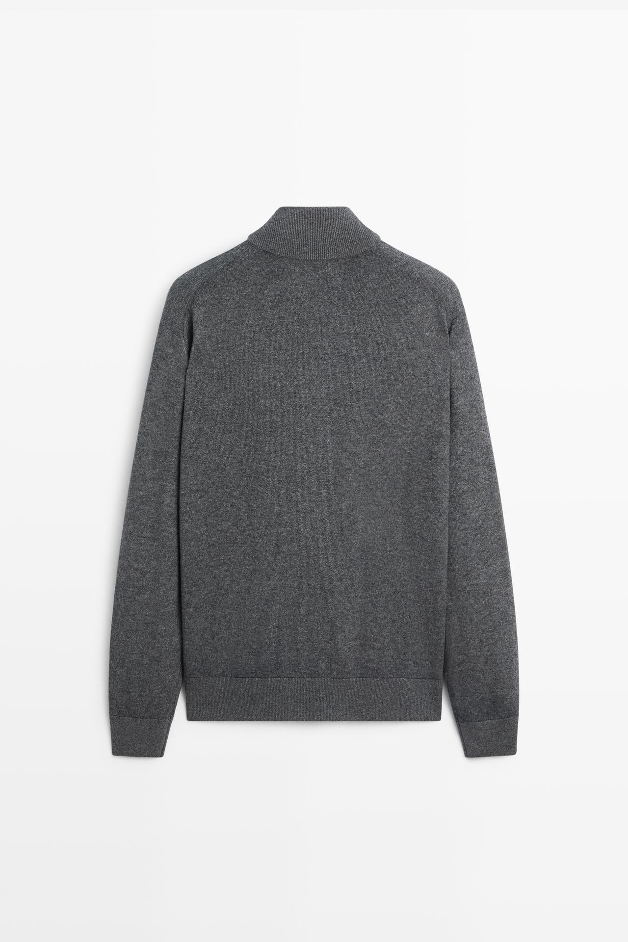 Wool blend cardigan with zip detail — Medium Grey