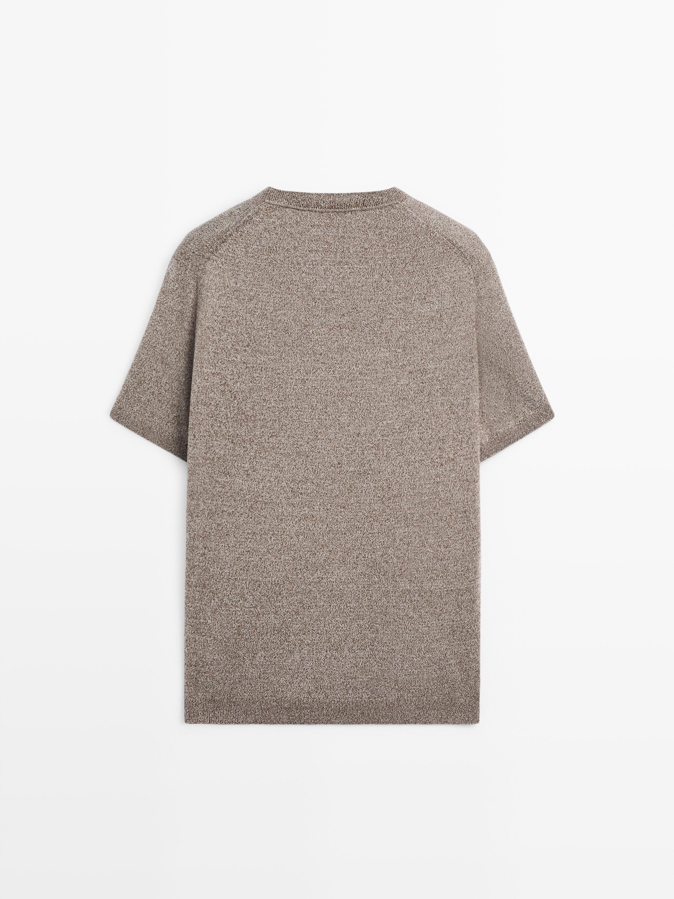 Short sleeve melange knit T-shirt