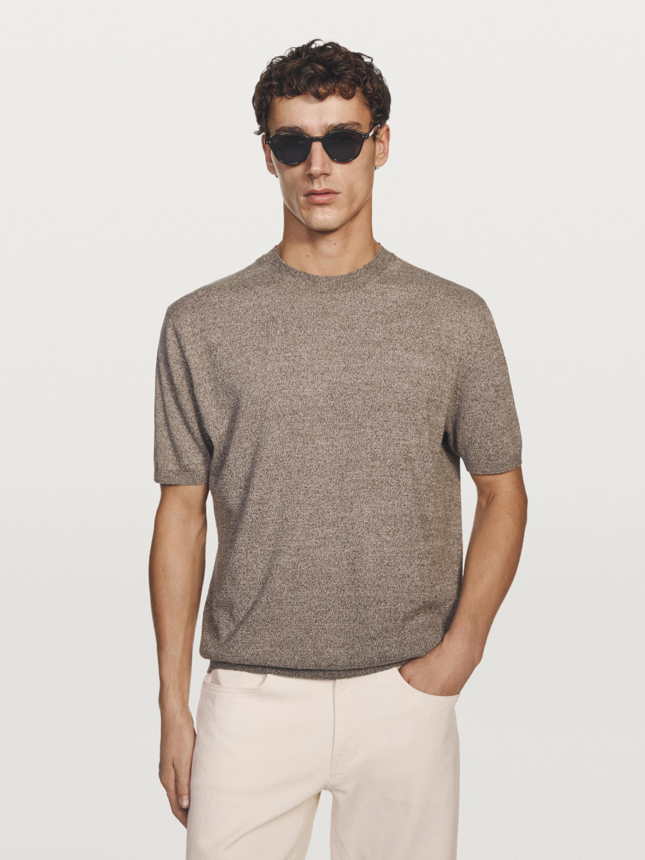 Short sleeve melange knit T-shirt