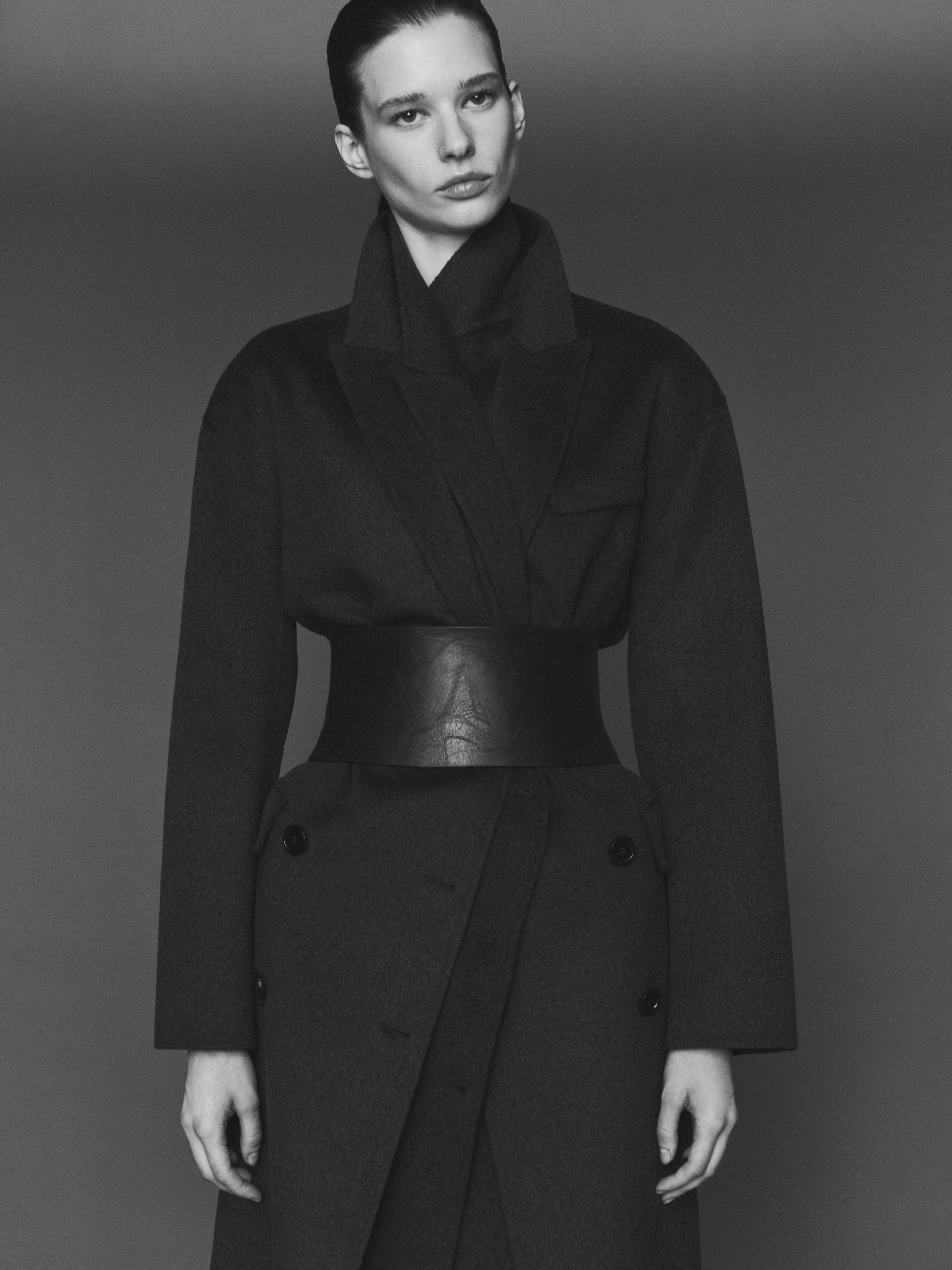 Long wool blend surplice coat