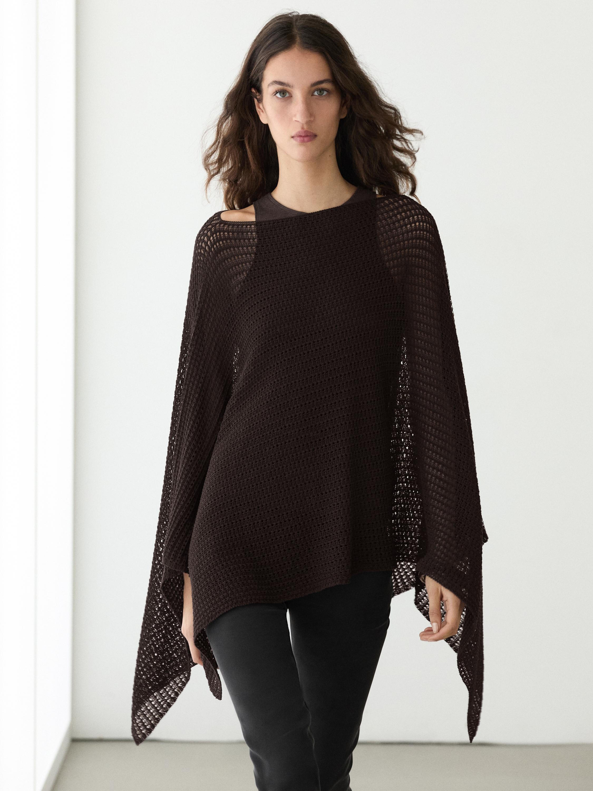 Cotton blend cape with openwork detail