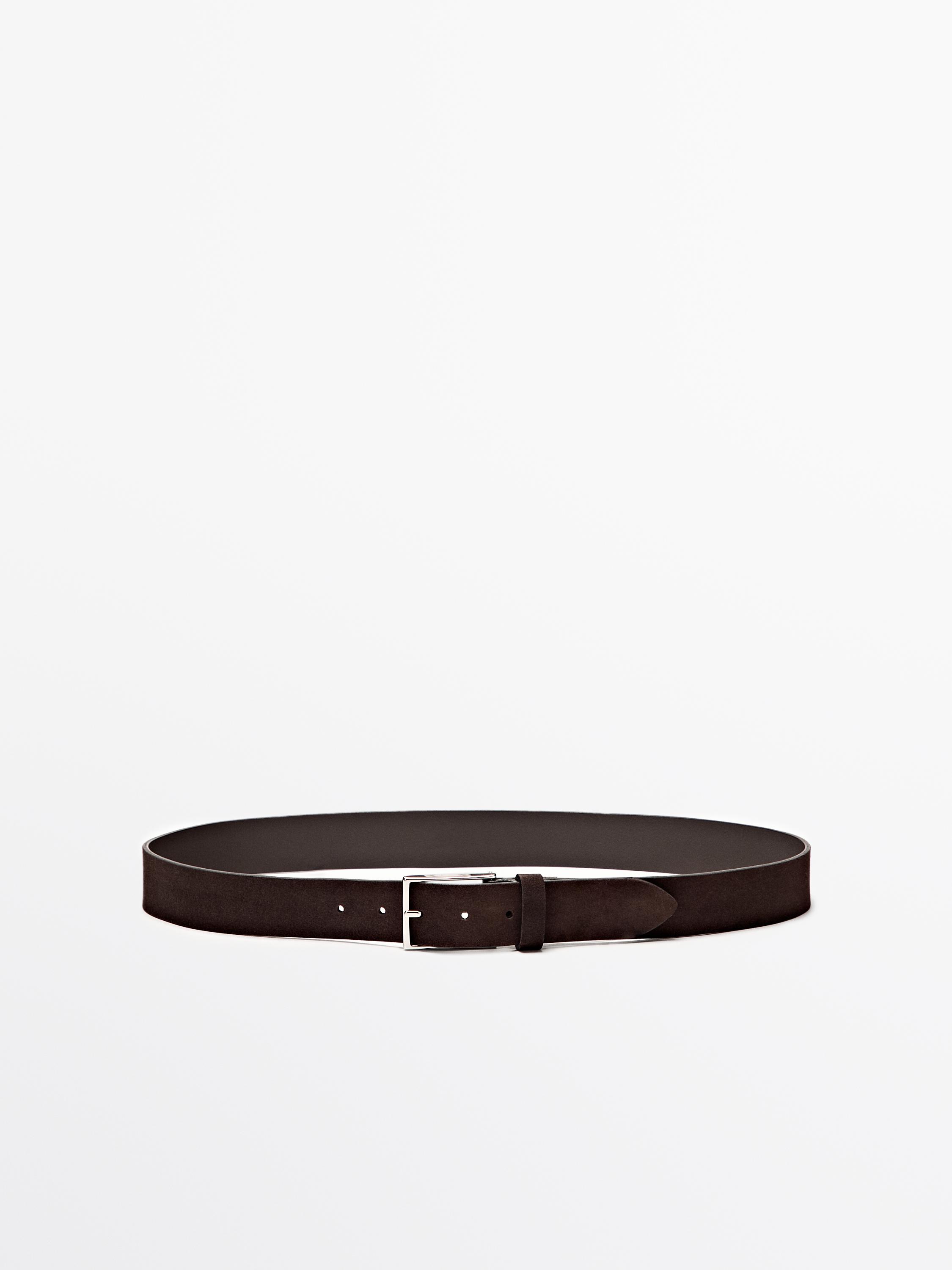 Plush nappa leather belt with nickel buckle
