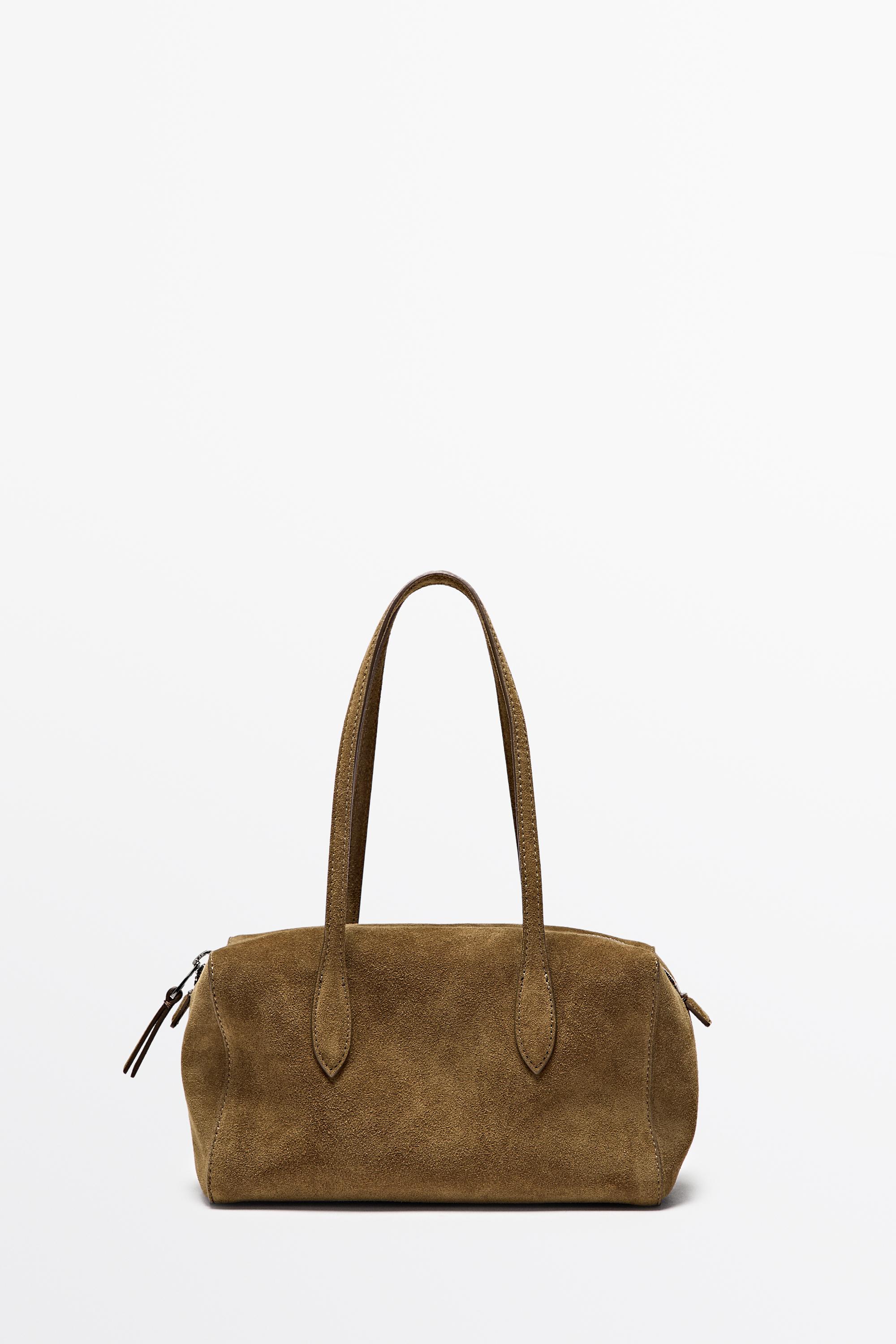 Split suede leather mini satchel bag