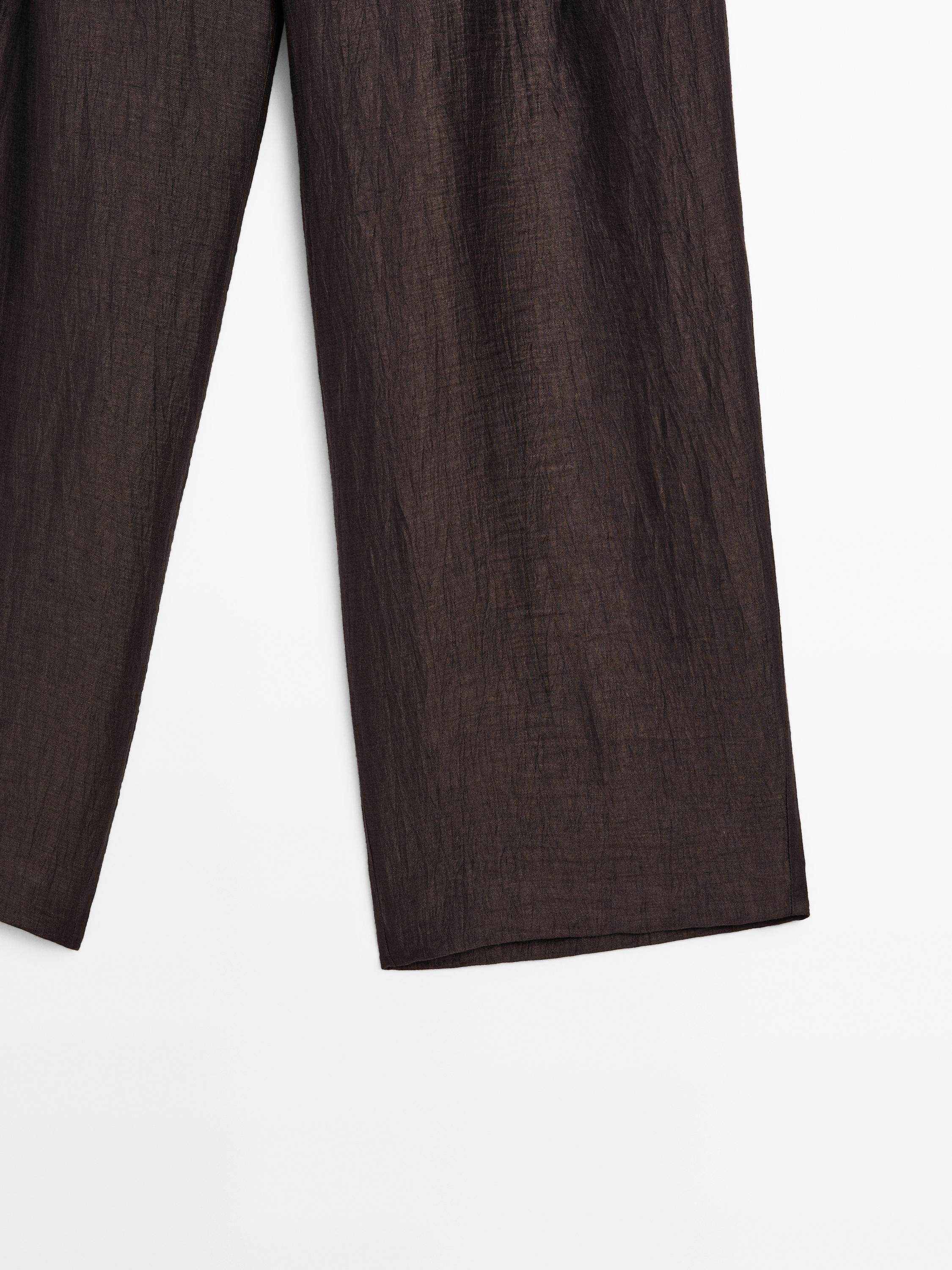 Flowing linen blend trousers with darts