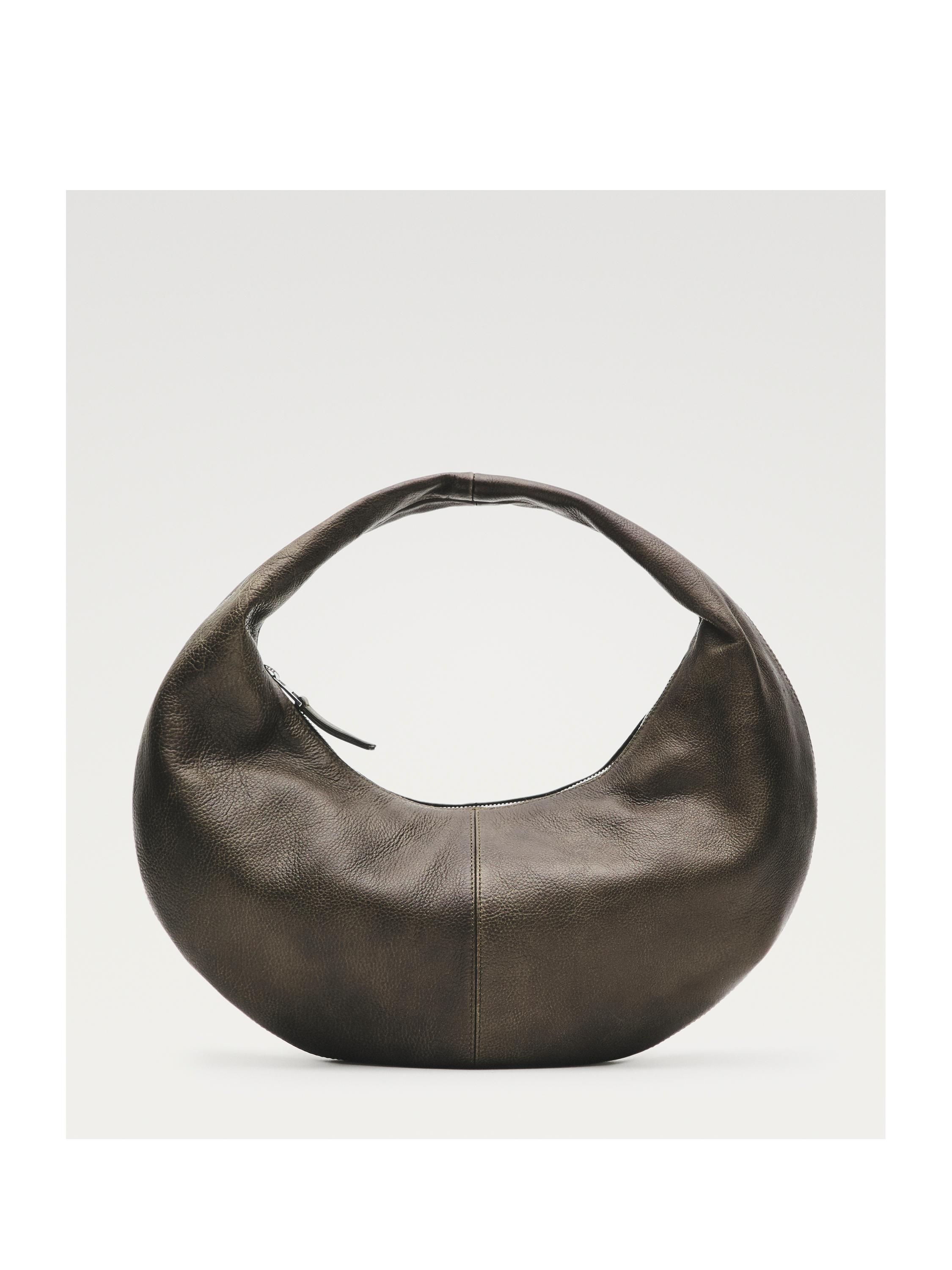 Napa deri orta boy hilal çanta