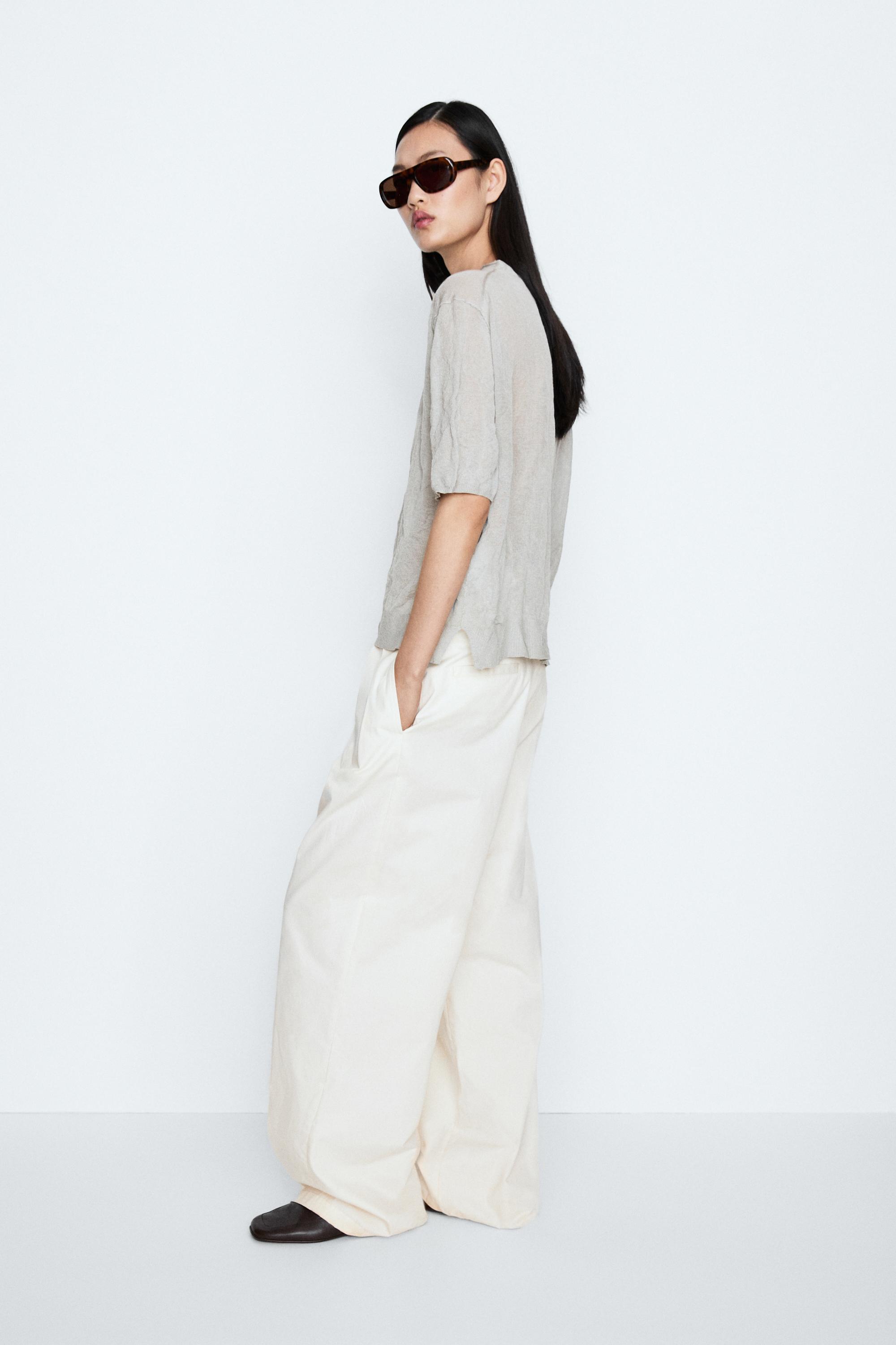 Short sleeve fine knit sweater - STUDIO — Silver