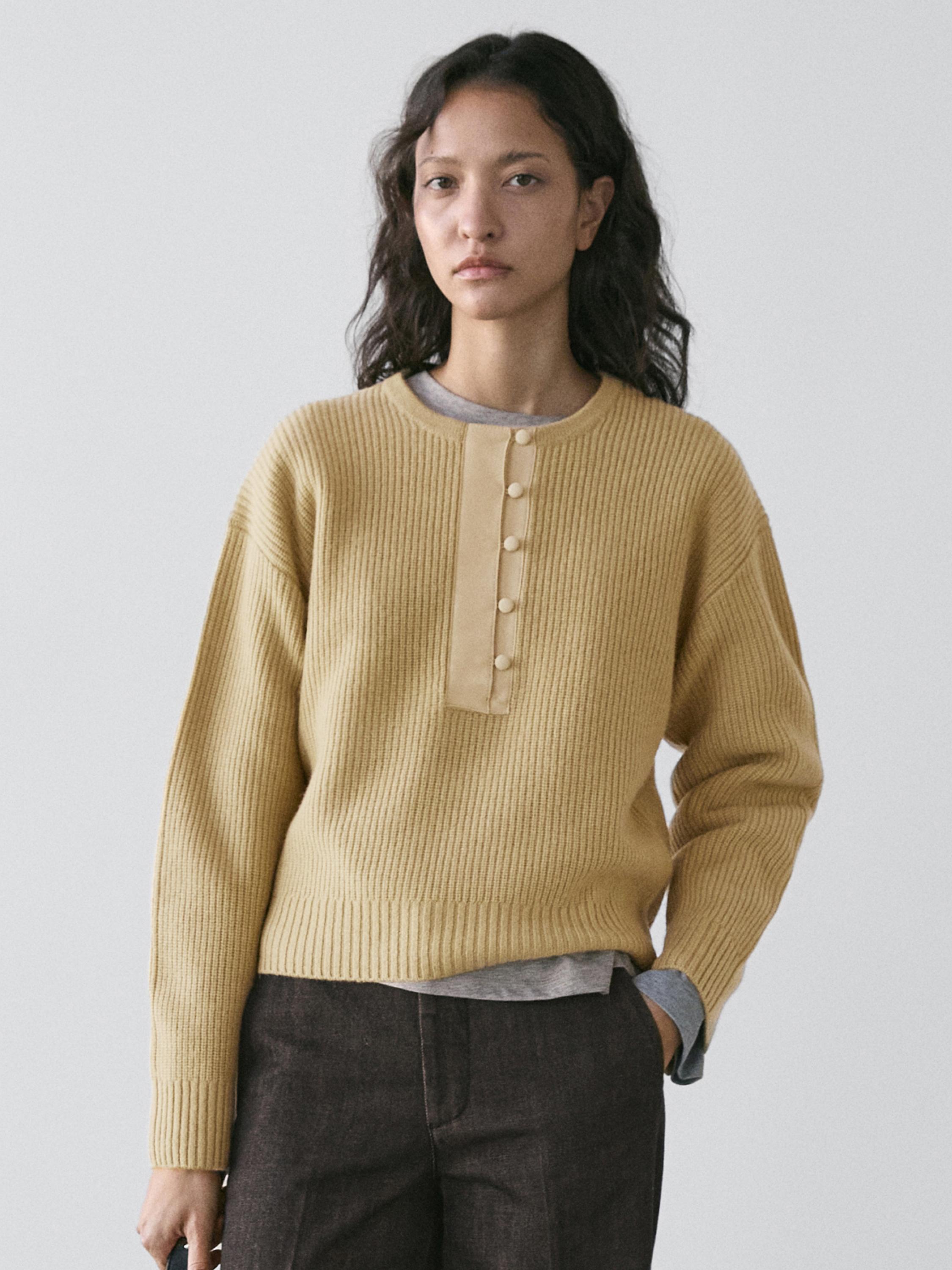 Wool blend knit sweater — MUSTARD YELLOW