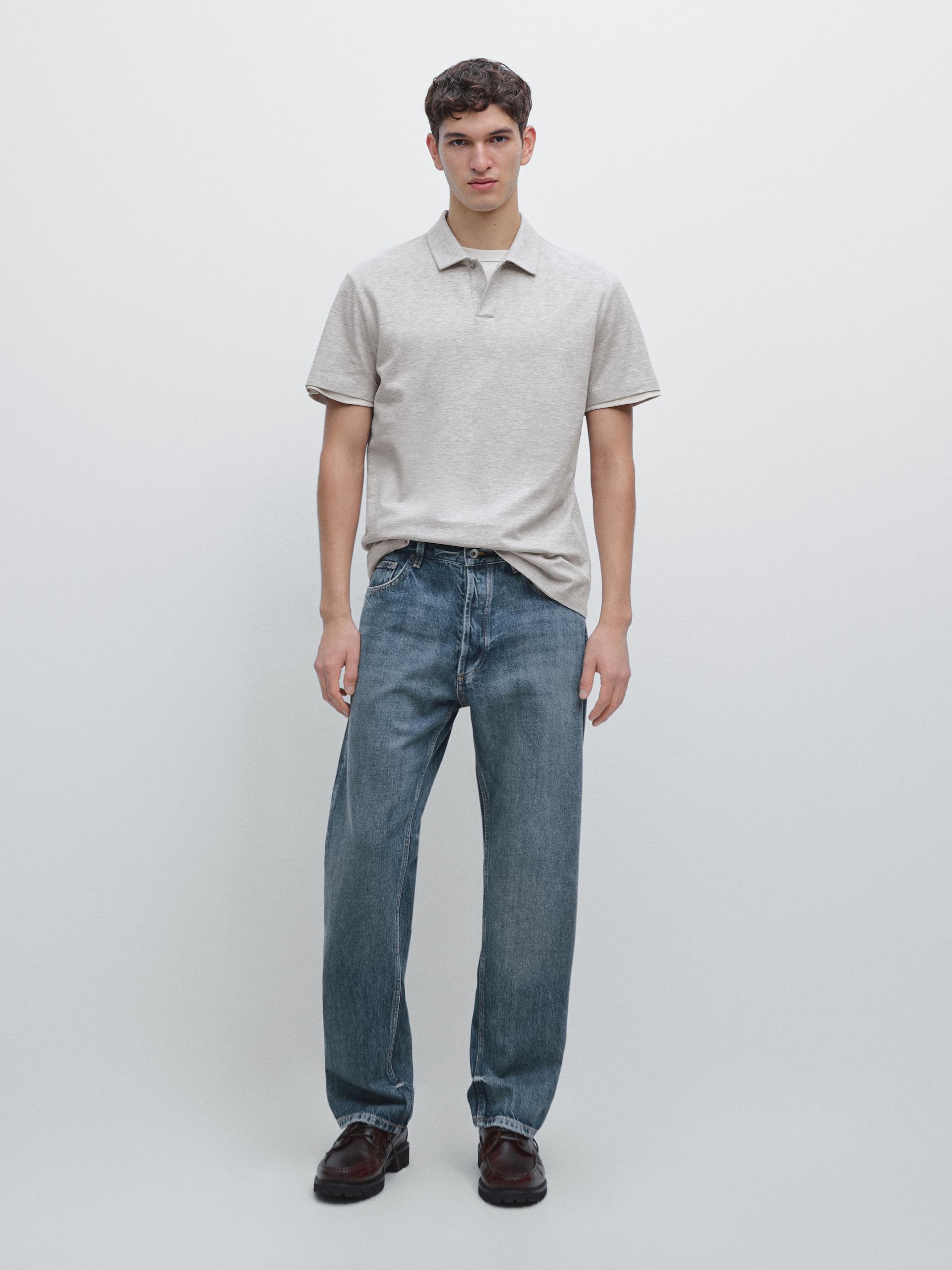 Polo A Maniche Corte Mélange - Grigio Mélange - S - Massimo Dutti - Maschile
