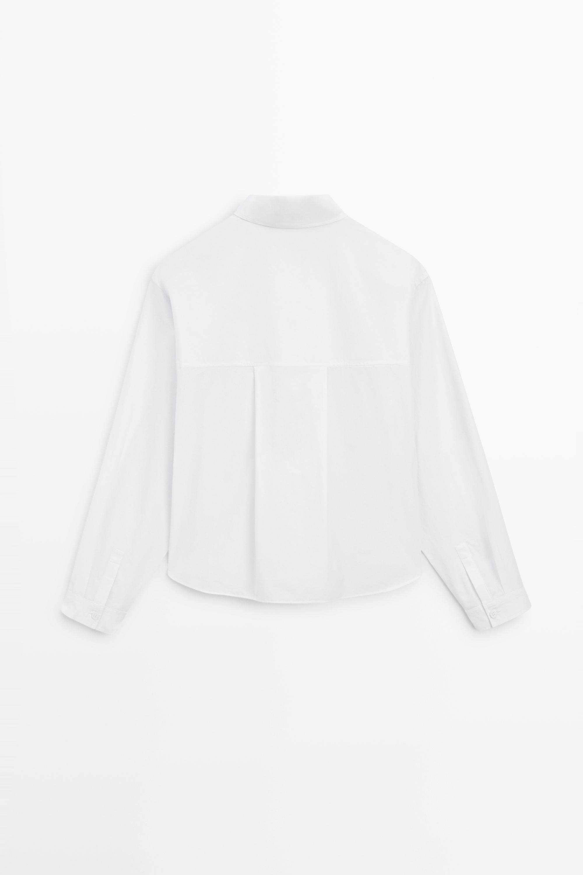 100% cotton poplin shirt with back detail — WHITE