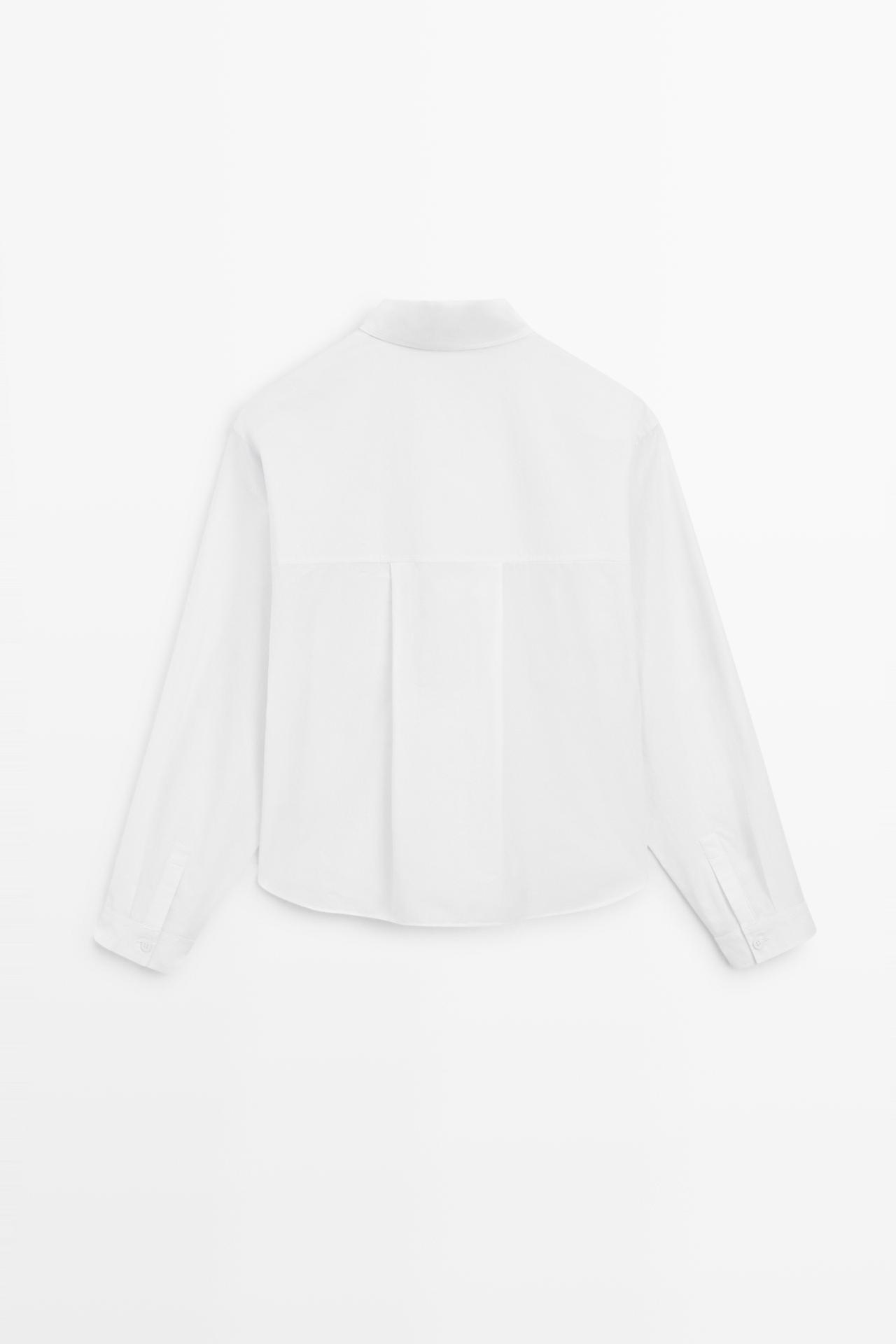 100% cotton poplin shirt with back detail — WHITE