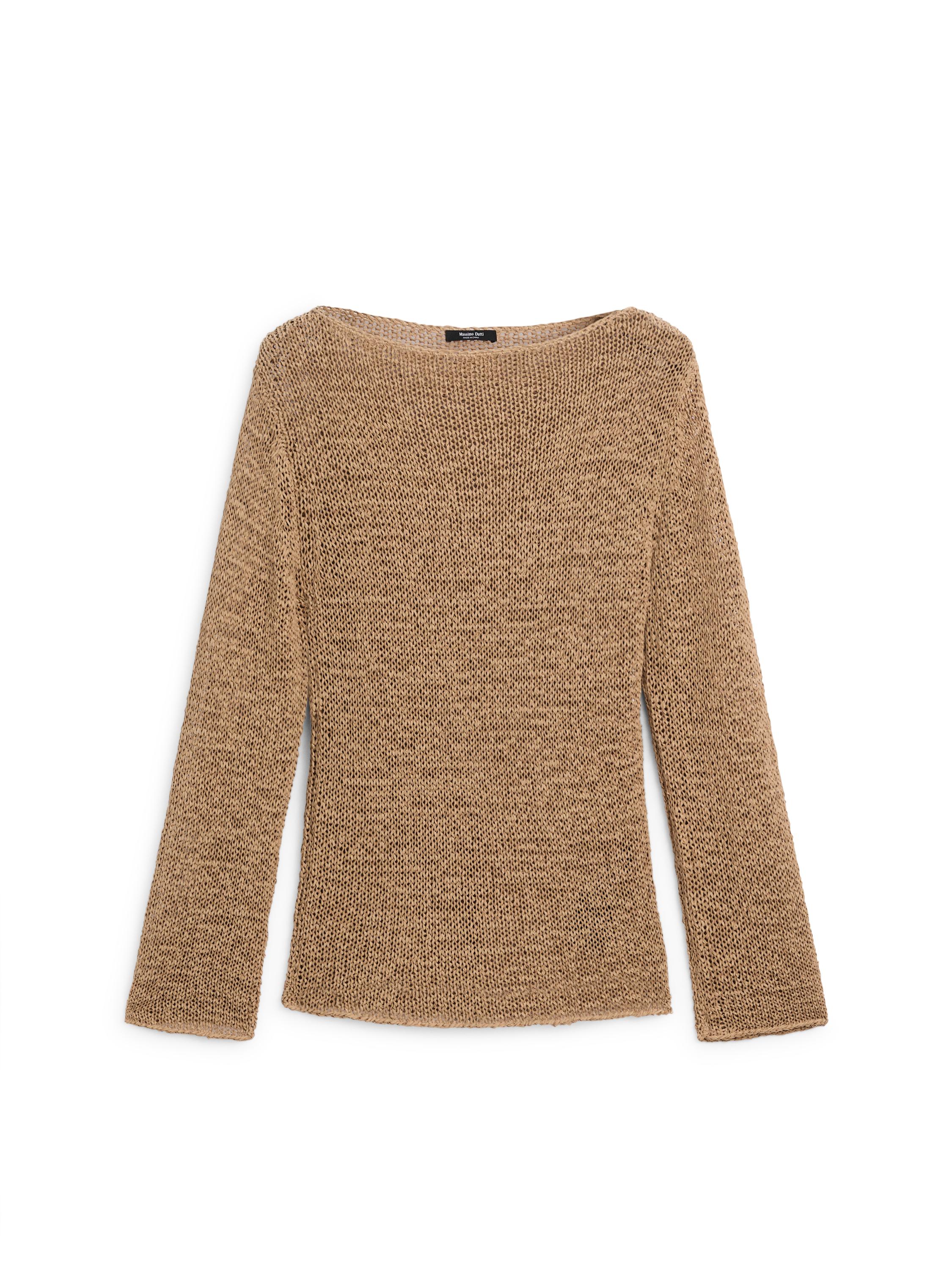 Cotton blend knit boat neck sweater — OCHRE