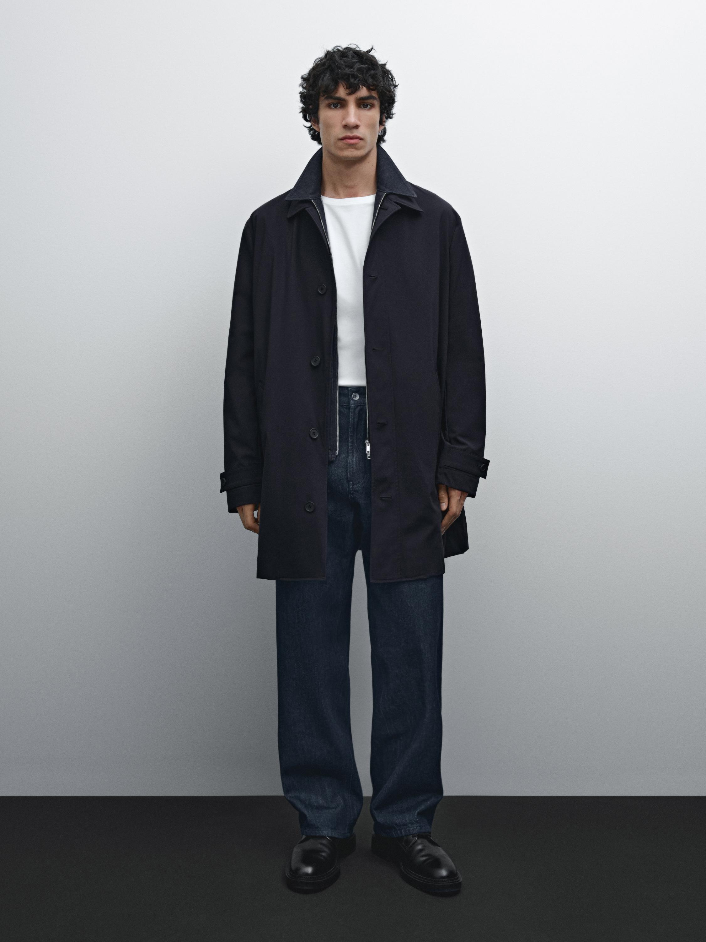 Technical fabric trench coat