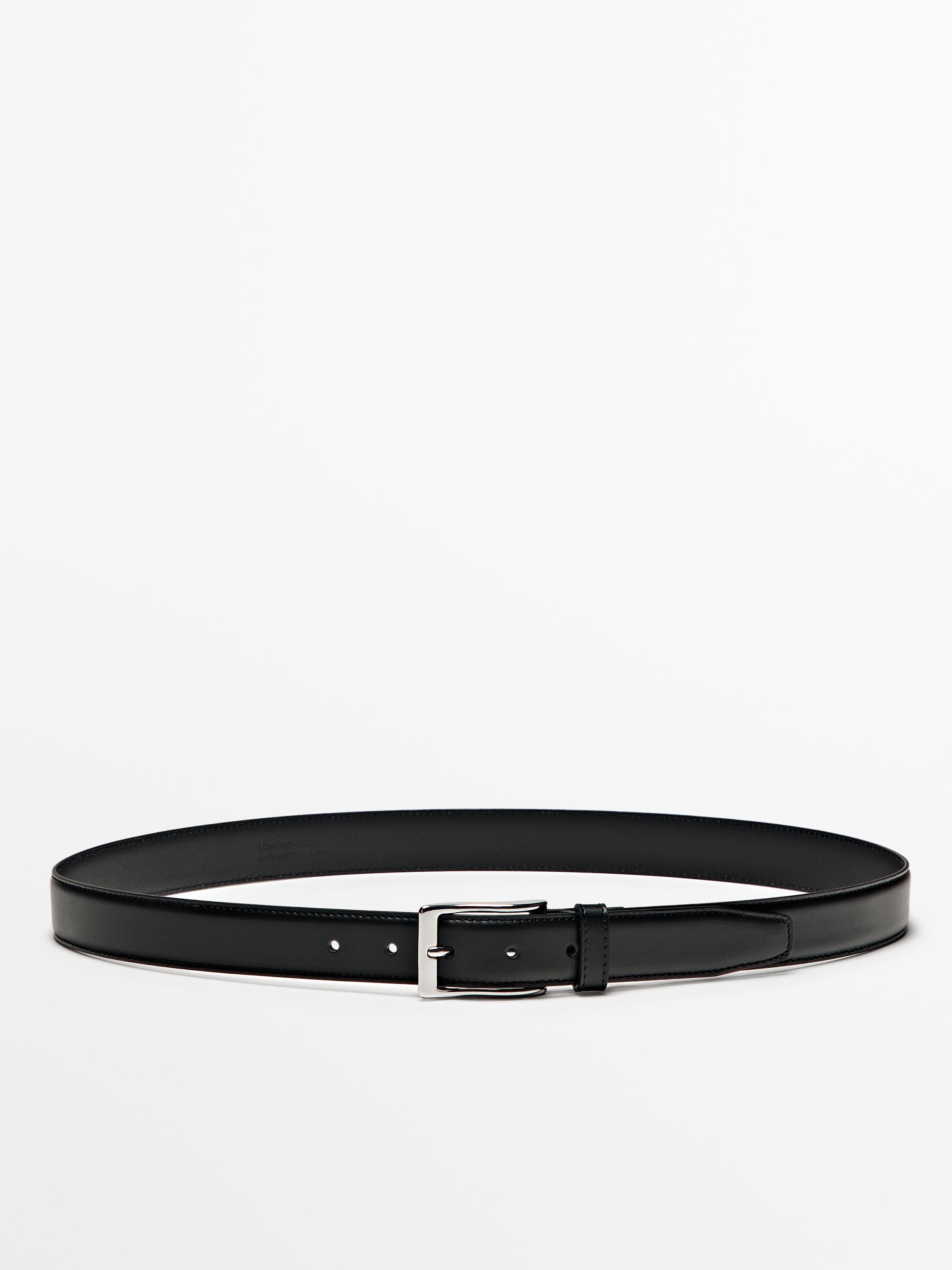 Smart nappa leather belt with topstitching