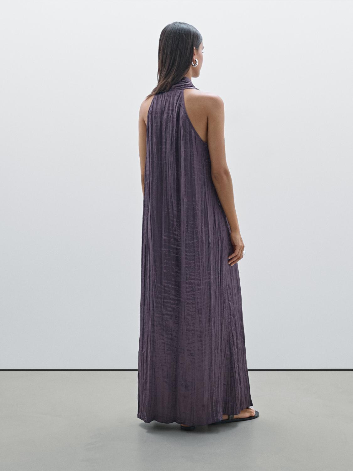 Long pleated halterneck dress