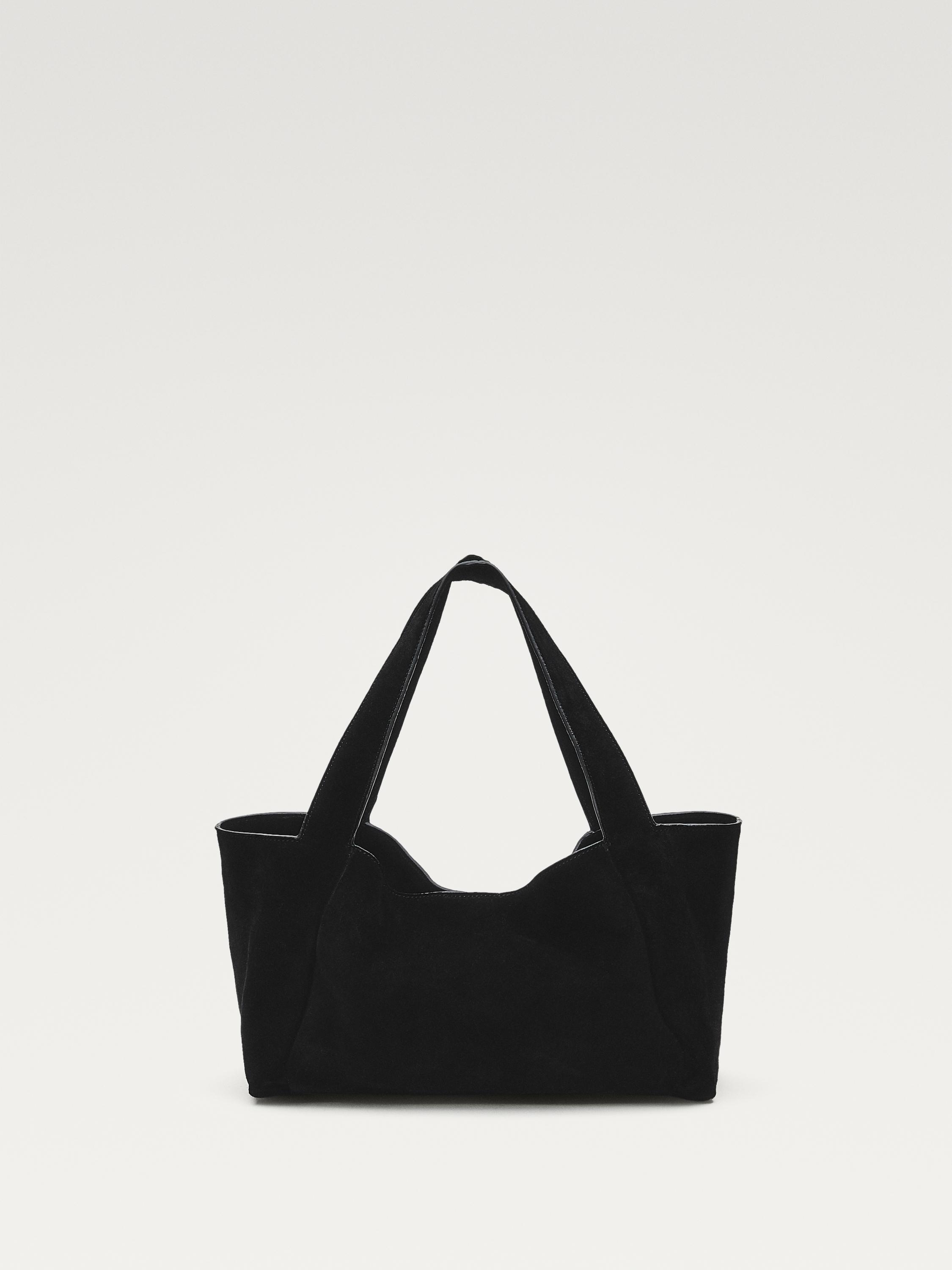 Mid-size split leather shopper bag