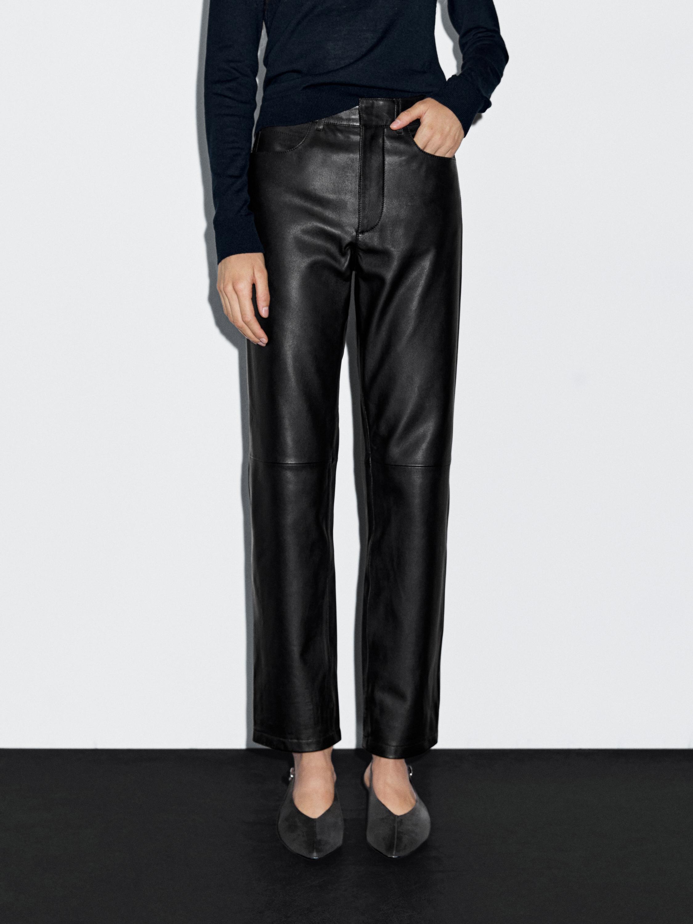Nappa leather five-pocket trousers