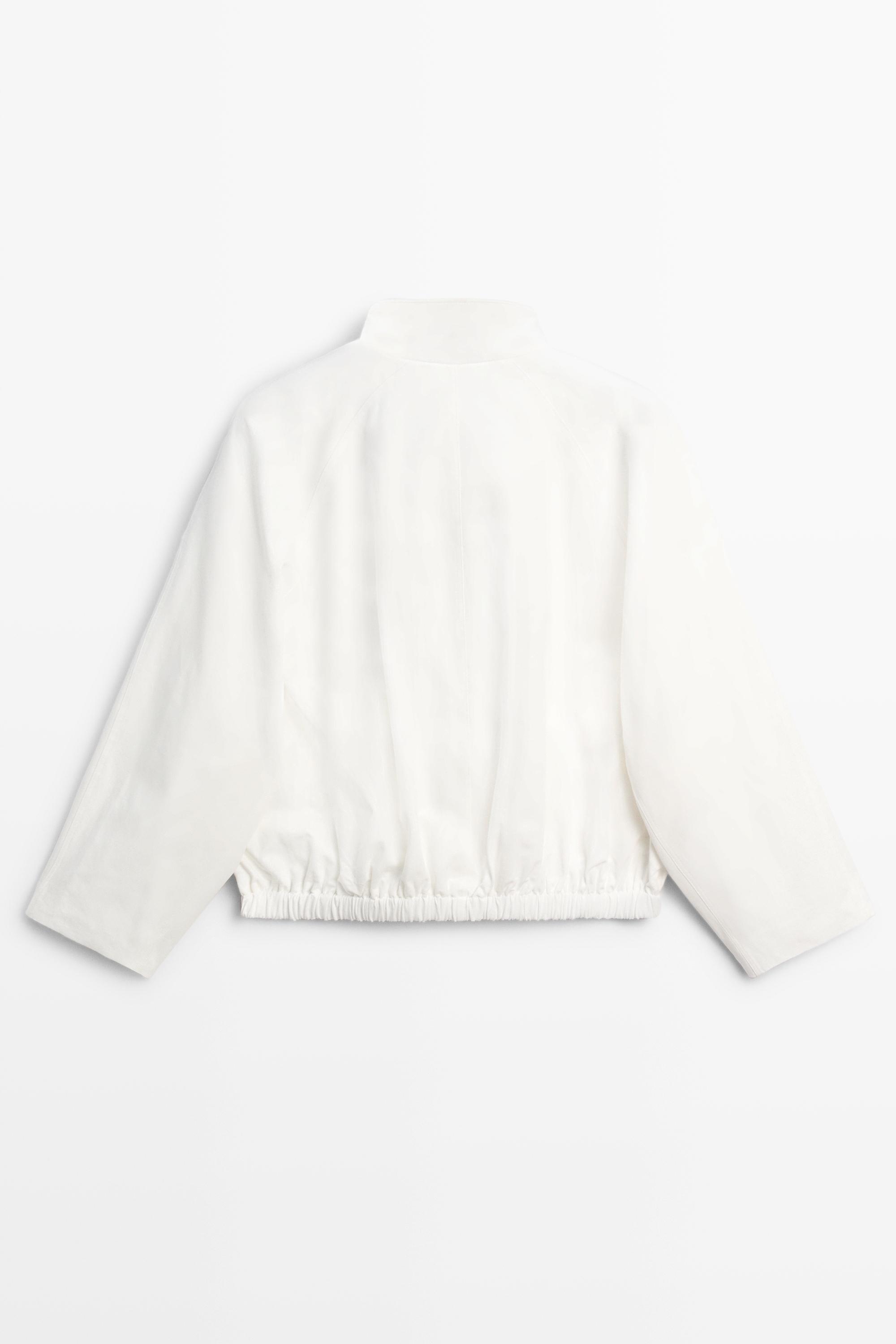 100% Cotton Bomber Jacket — WHITE