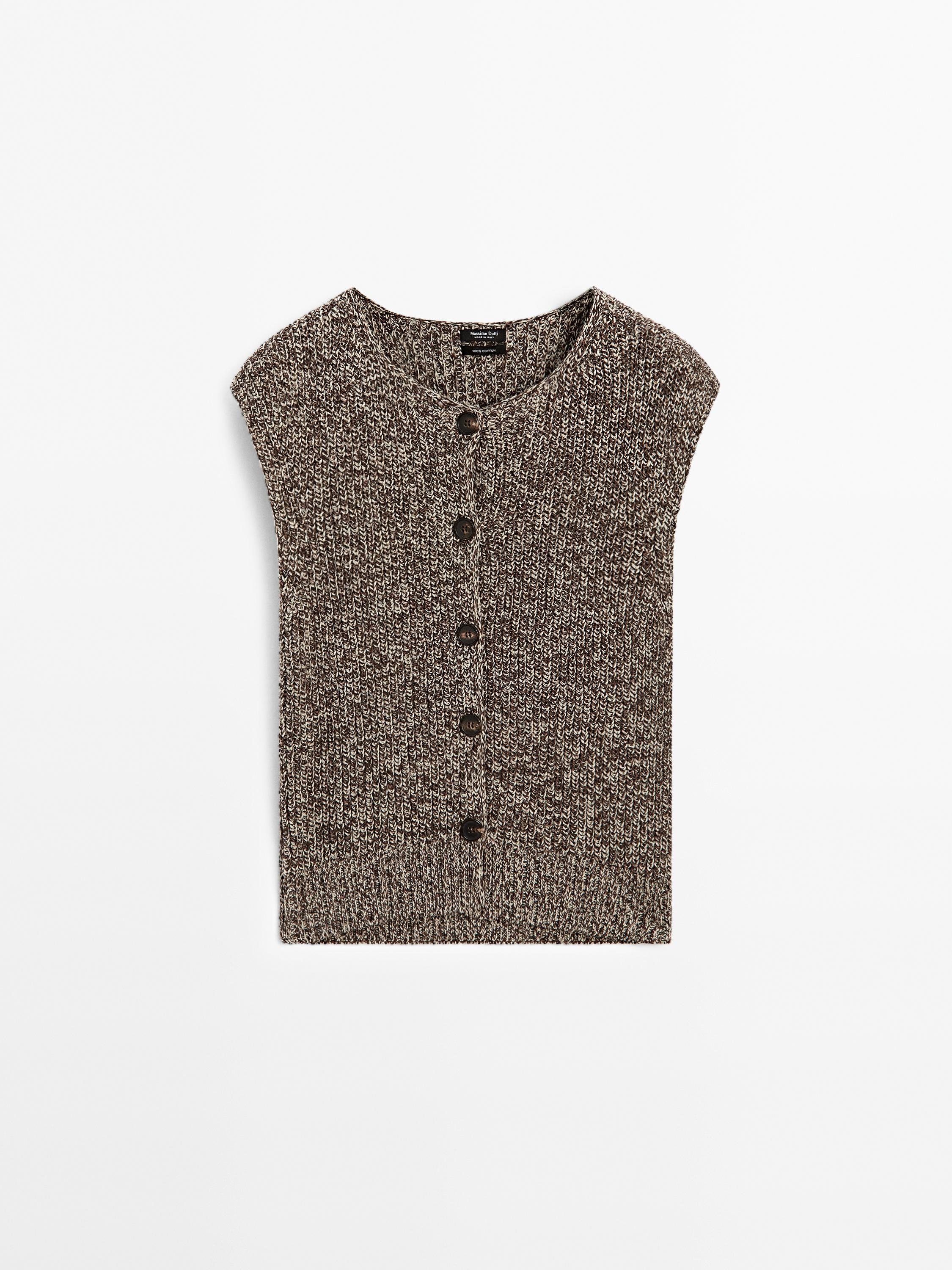 100% katoenen mouliné gilet met ronde hals